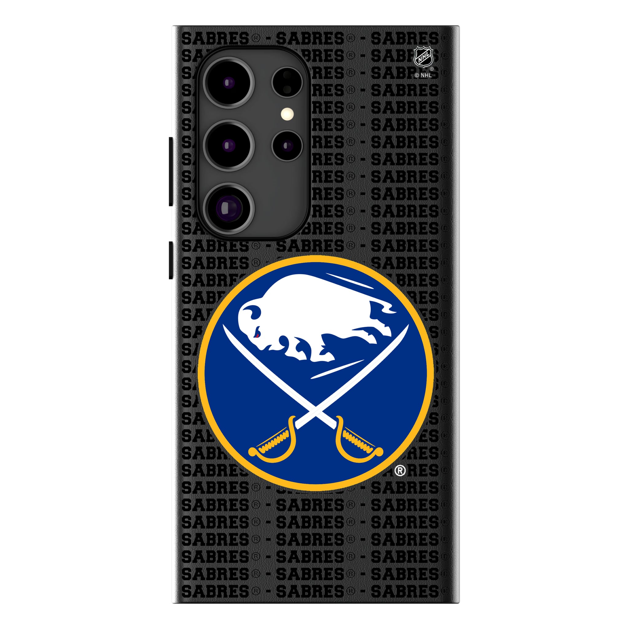 Buffalo Sabres Text Backdrop Galaxy MagSafe Compatible Phone Case for Samsung Galaxy