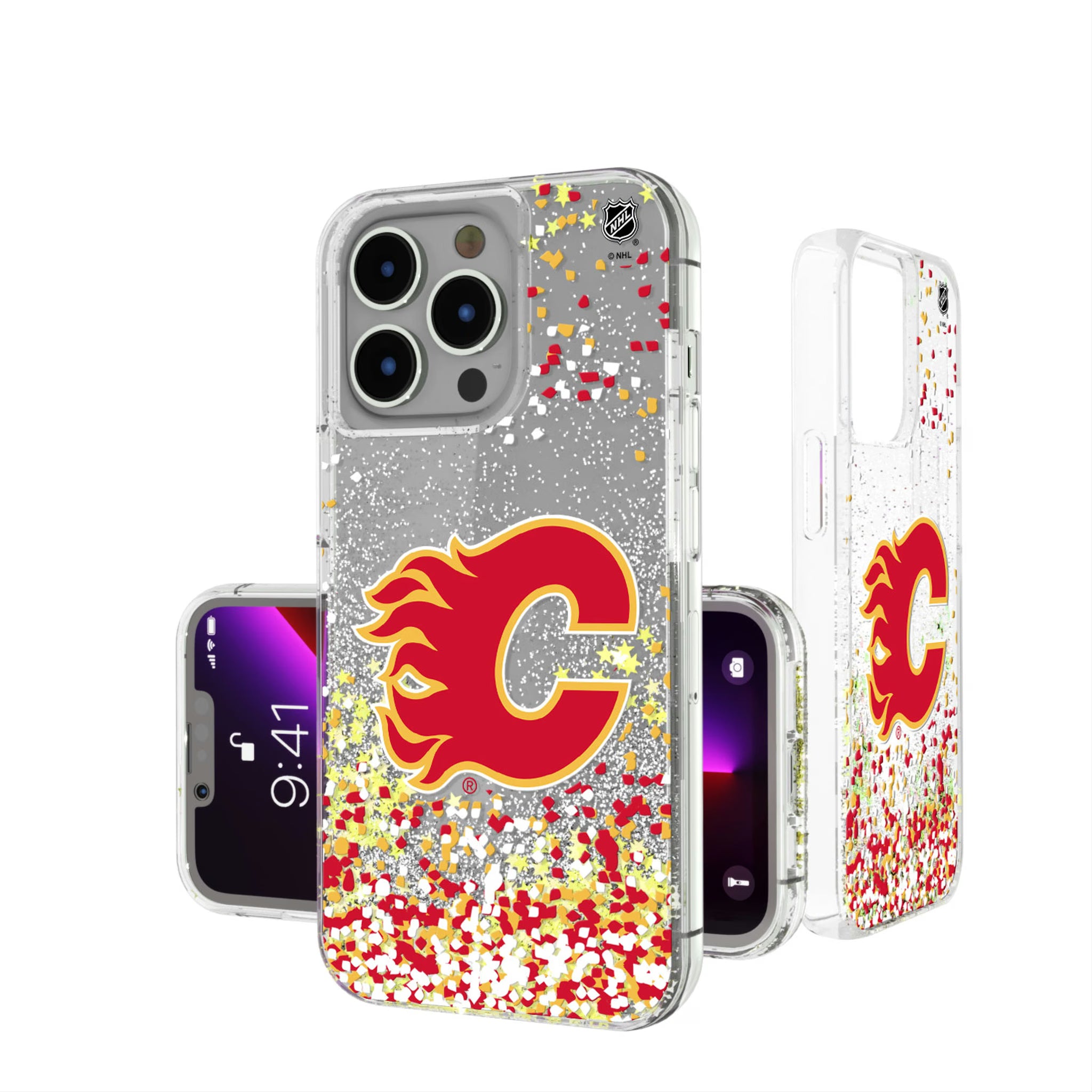 Calgary Flames Confetti iPhone Glitter Phone Case for Apple iPhone
