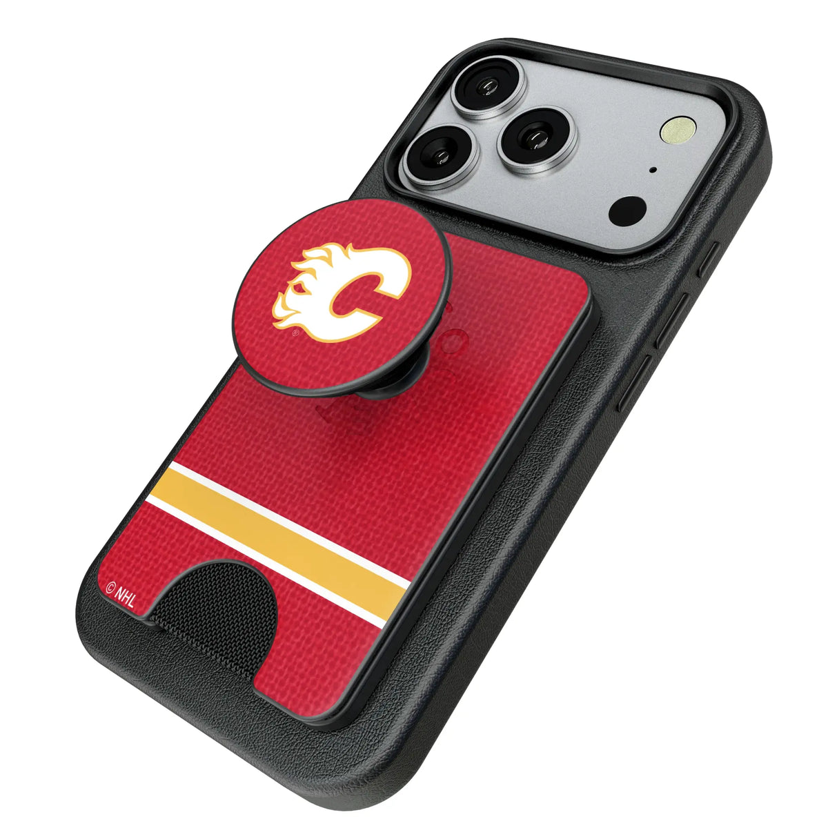 Calgary Flames Endzone Solid Popsockets Wallet Magnetic - Isometric View