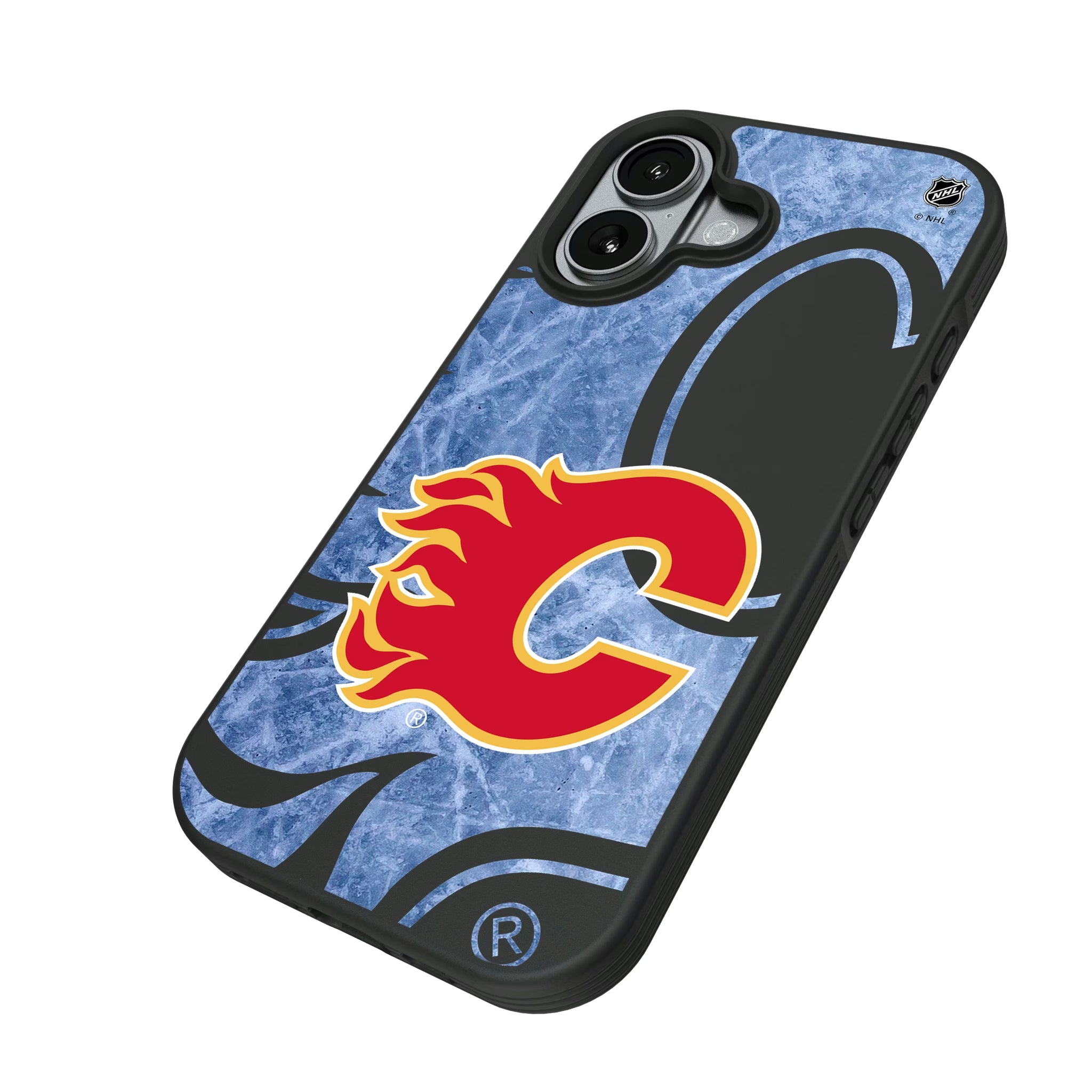 Calgary Flames Ice Tilt iPhone Bump Phone Case for Apple iPhone - Isometric View#Device_iPhone 17