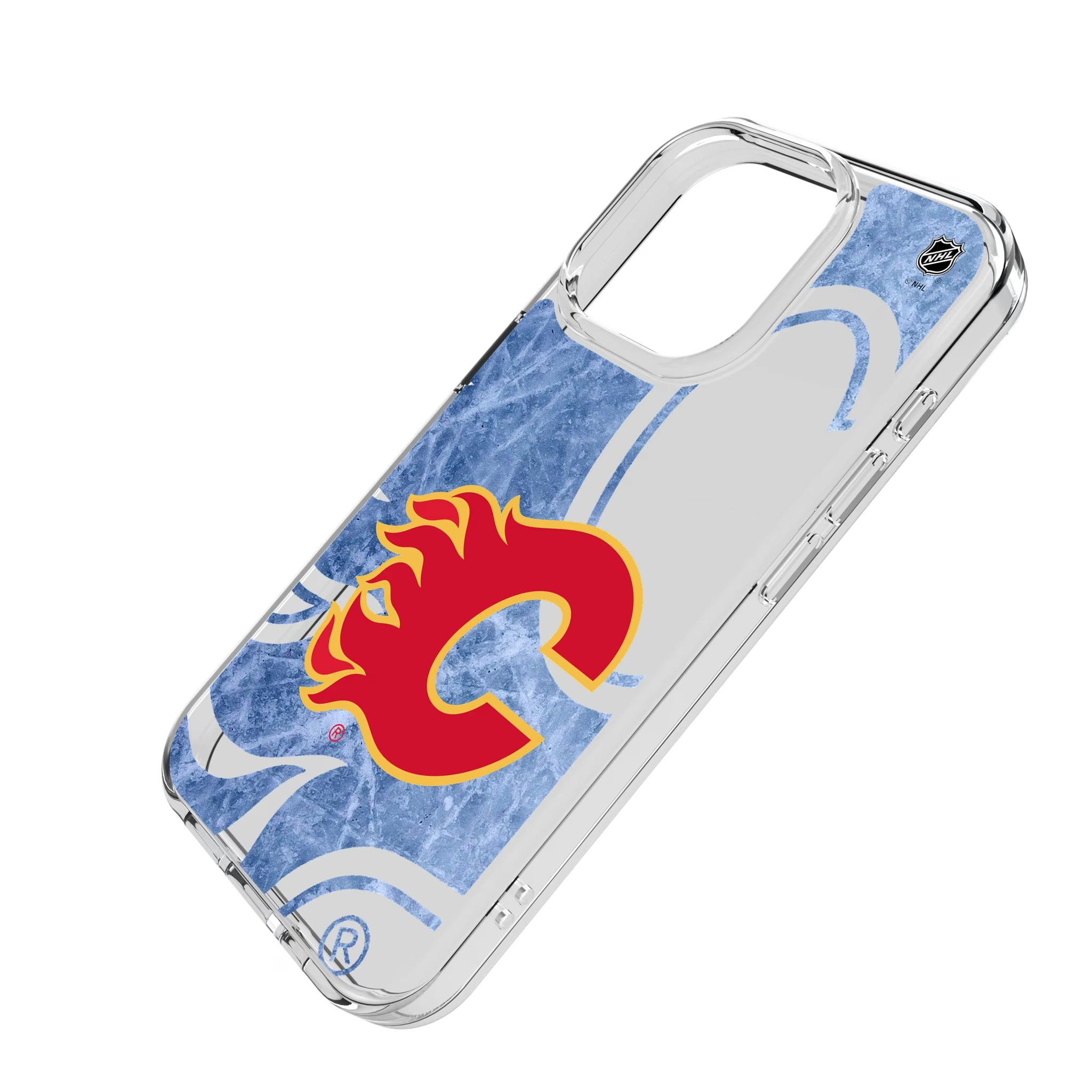 Calgary Flames Ice Tilt iPhone Clear Phone Case for Apple iPhone - Isometric View