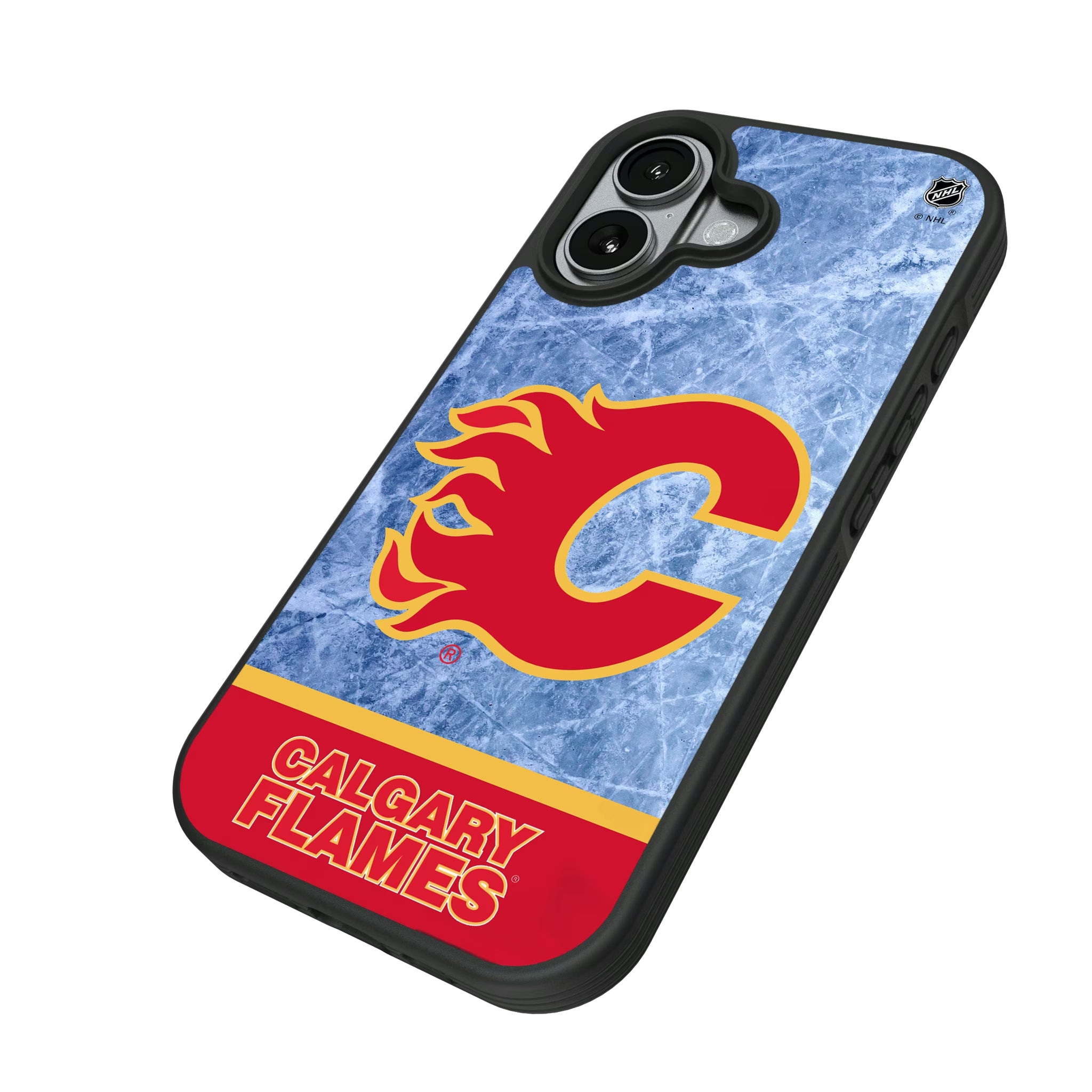 Calgary Flames Ice Wordmark iPhone Bump Phone Case for Apple iPhone - Isometric View#Device_iPhone 17