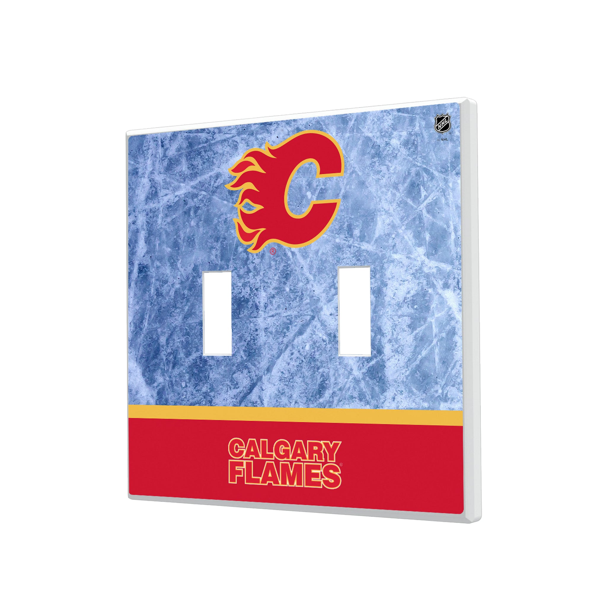 Calgary Flames Ice Wordmark Hidden-Screw Light Switch Plate#Style_Double Toggle