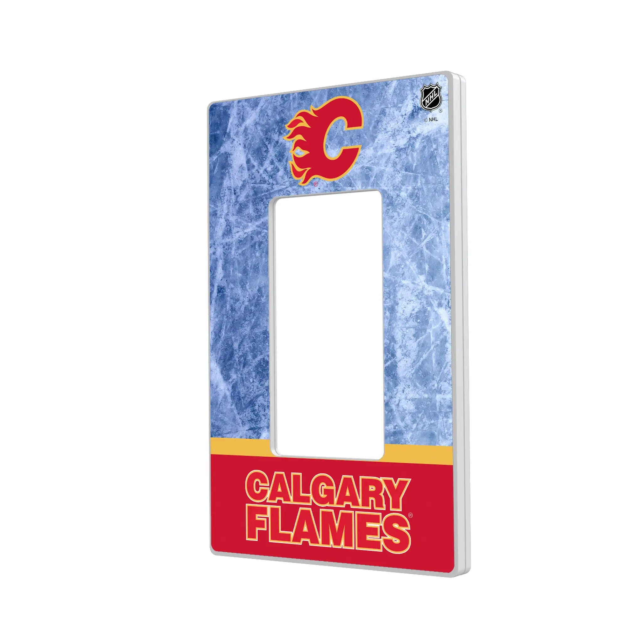Calgary Flames Ice Wordmark Hidden-Screw Light Switch Plate#Style_Single Rocker