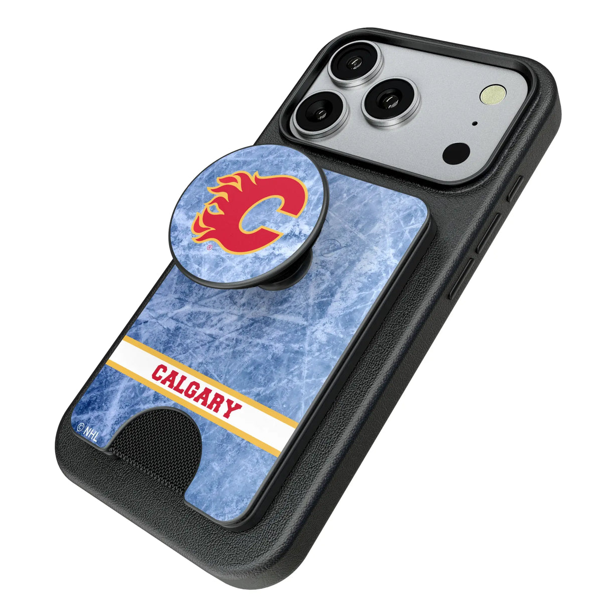 Calgary Flames Ice Wordmark Popsockets Wallet Magnetic - Isometric View