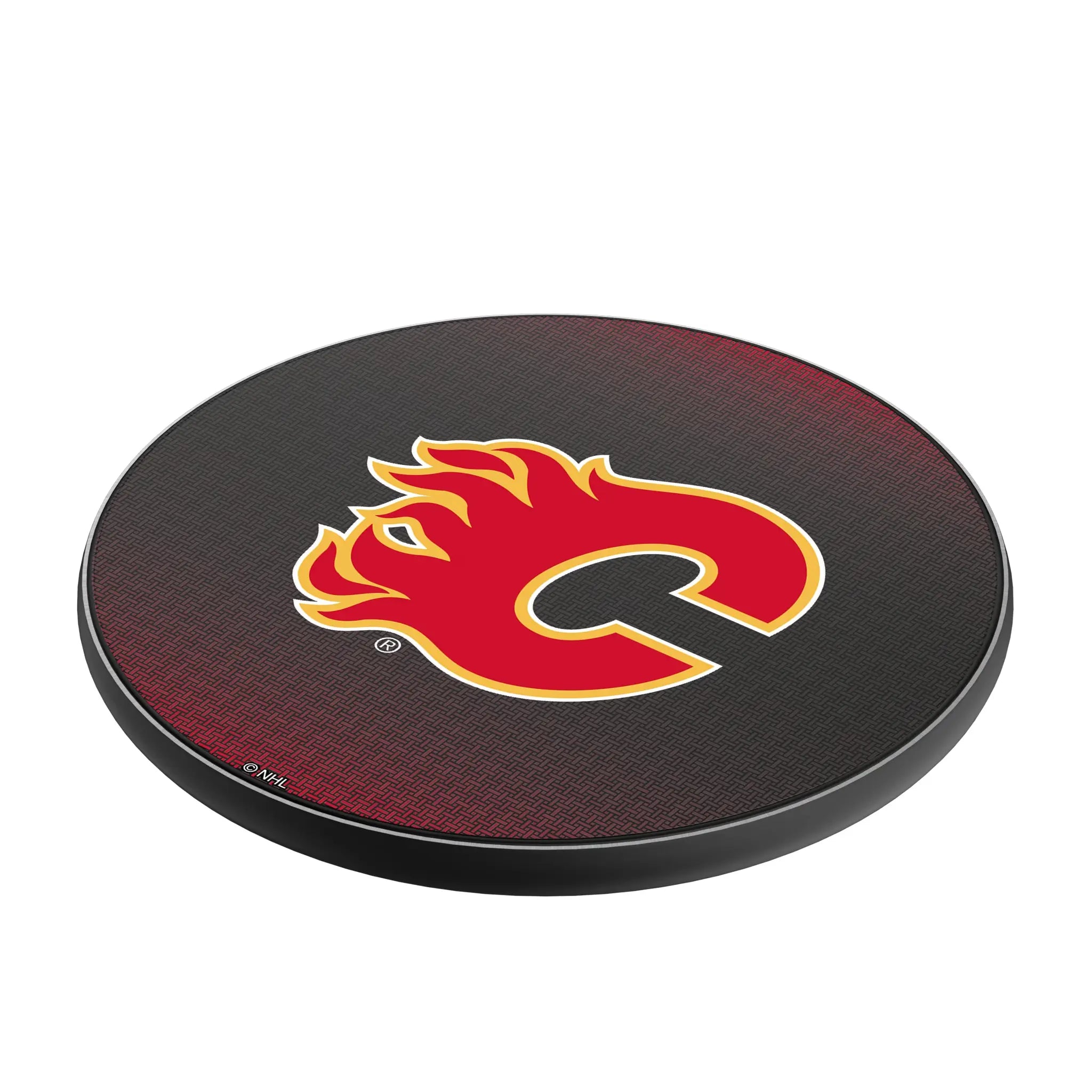 Calgary Flames Linen 15-Watt Wireless Charger - Isometric View