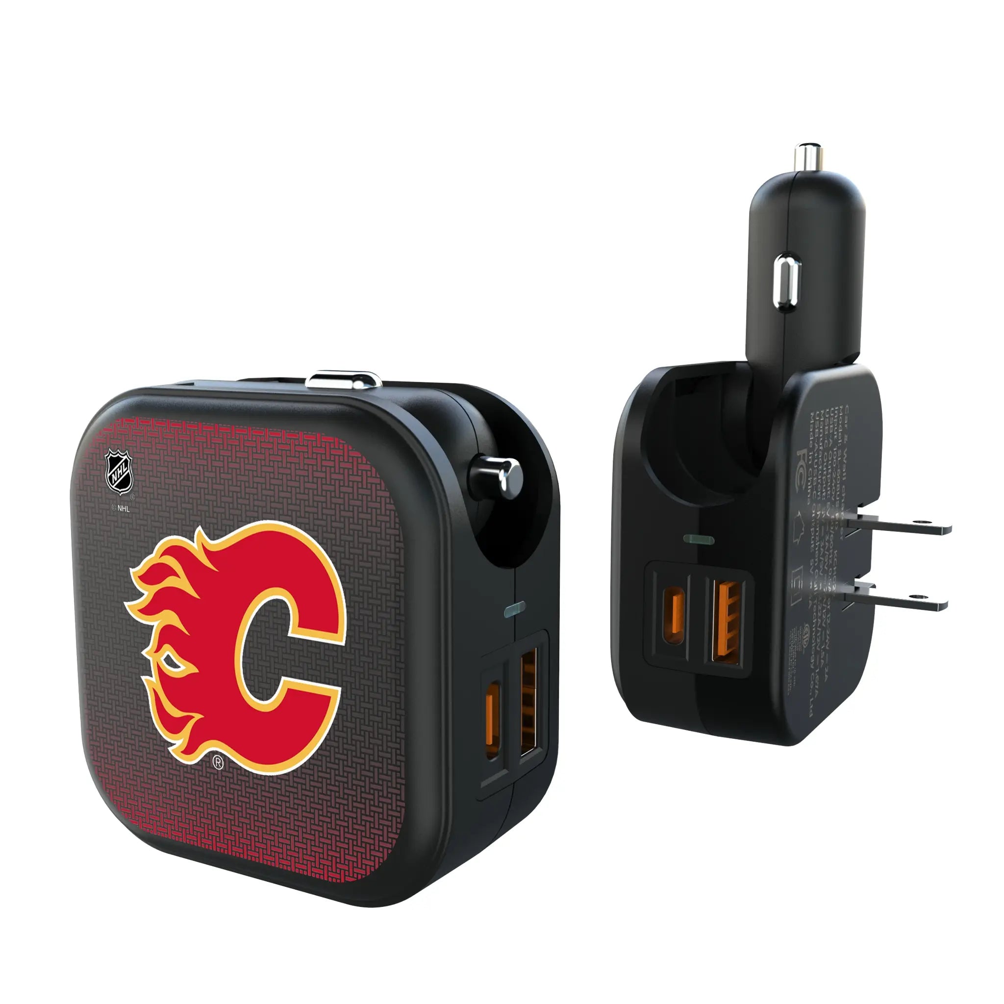 Calgary Flames Linen 2 in 1 USB A/C Charger