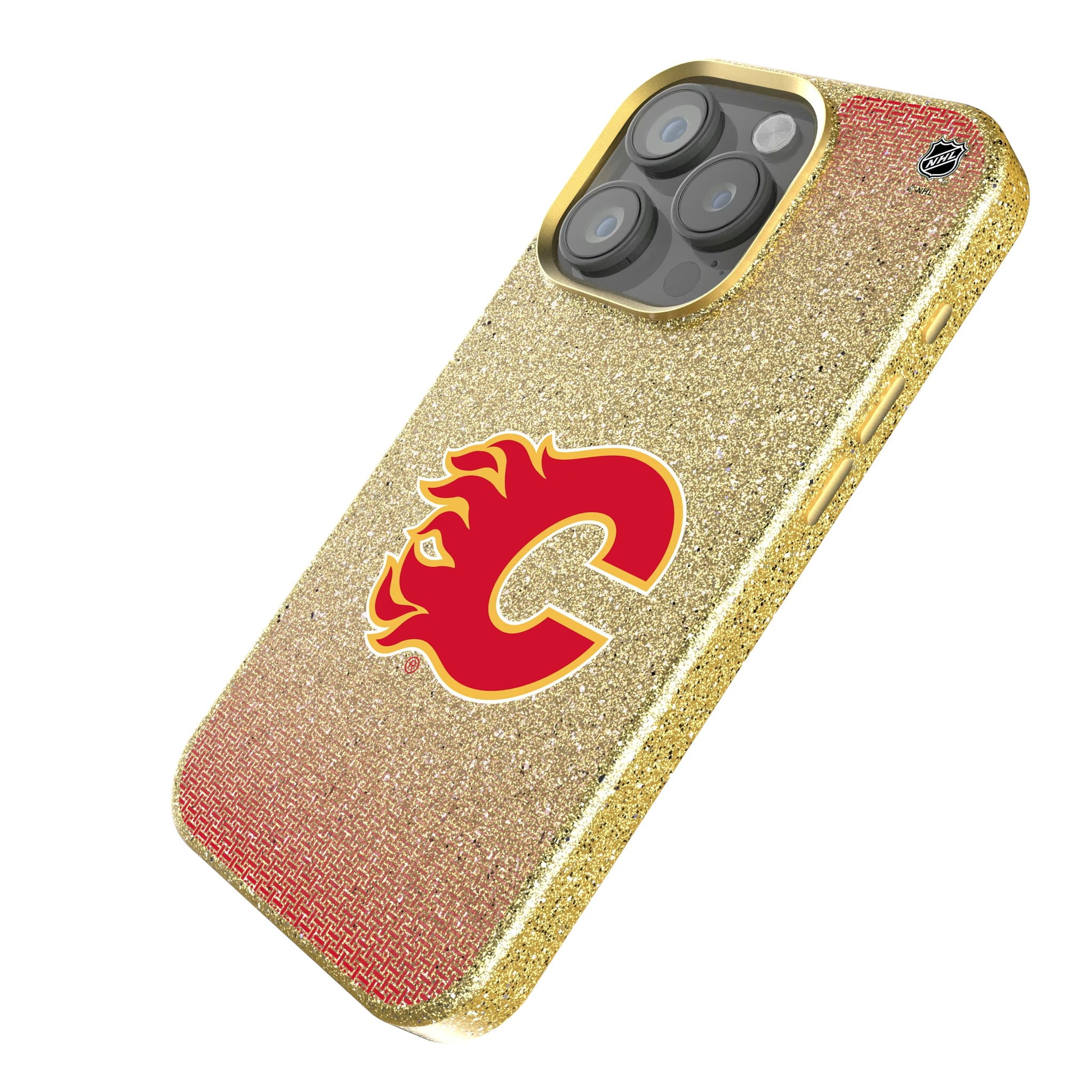 Calgary Flames Linen iPhone Bling Phone Case for Apple iPhone - Isometric View