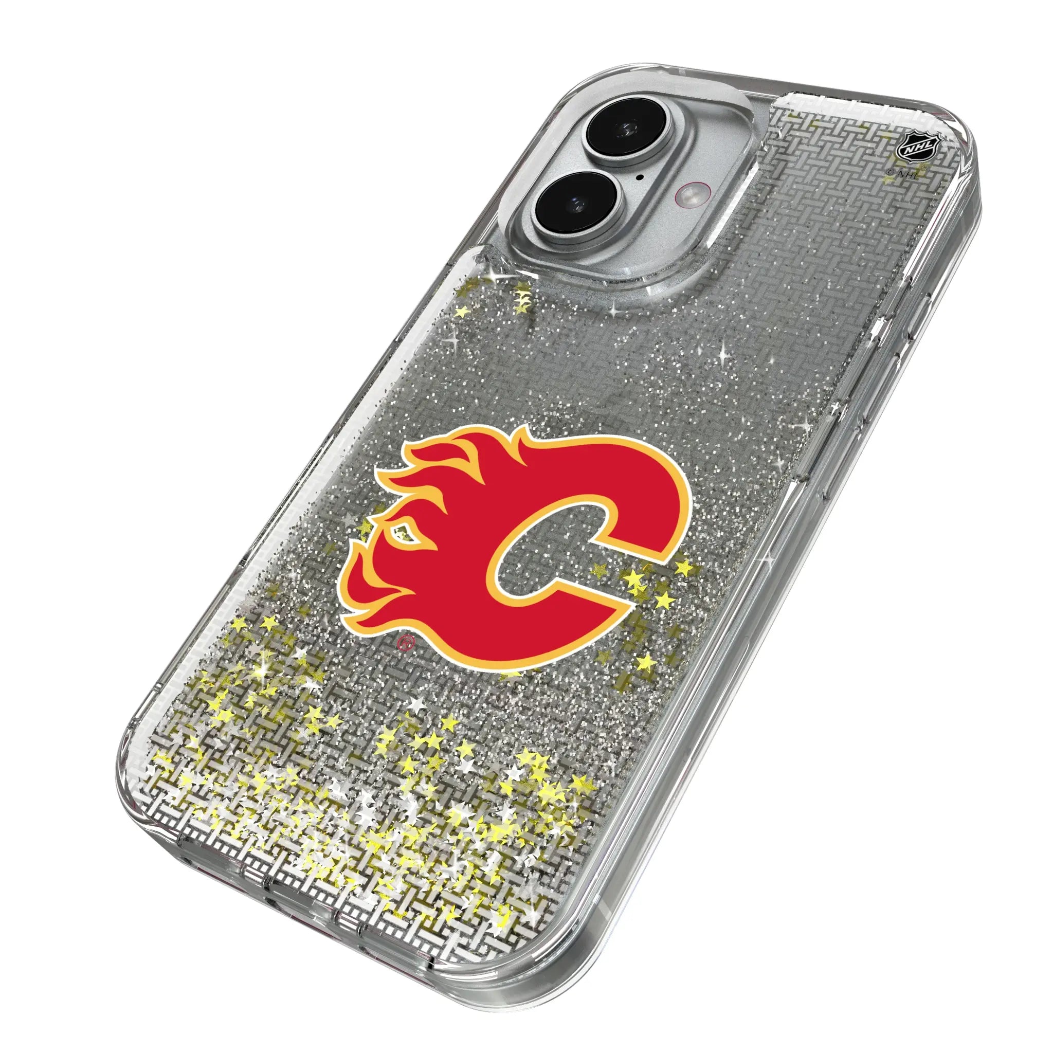 Calgary Flames Linen iPhone Glitter Phone Case for Apple iPhone - Isometric View
