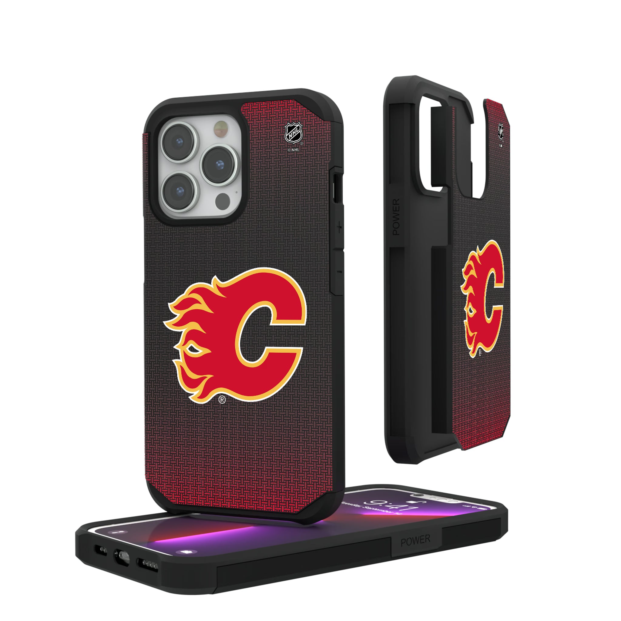 Calgary Flames Linen iPhone Rugged Phone Case for Apple iPhone#Device_iPhone 13 Pro