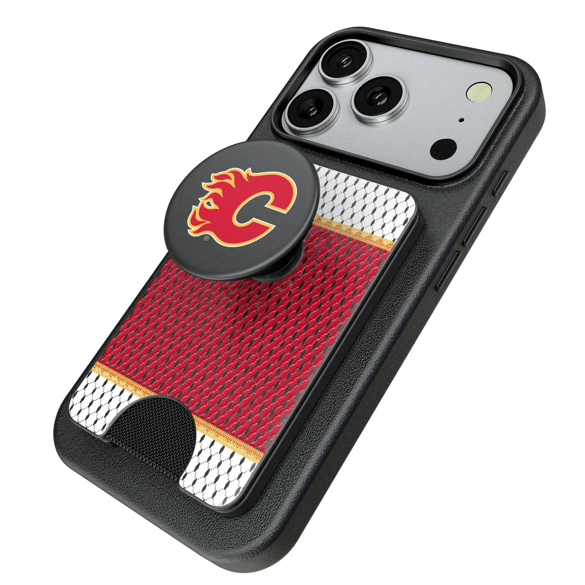 Calgary Flames Mesh Popsockets Wallet Magnetic - Isometric View