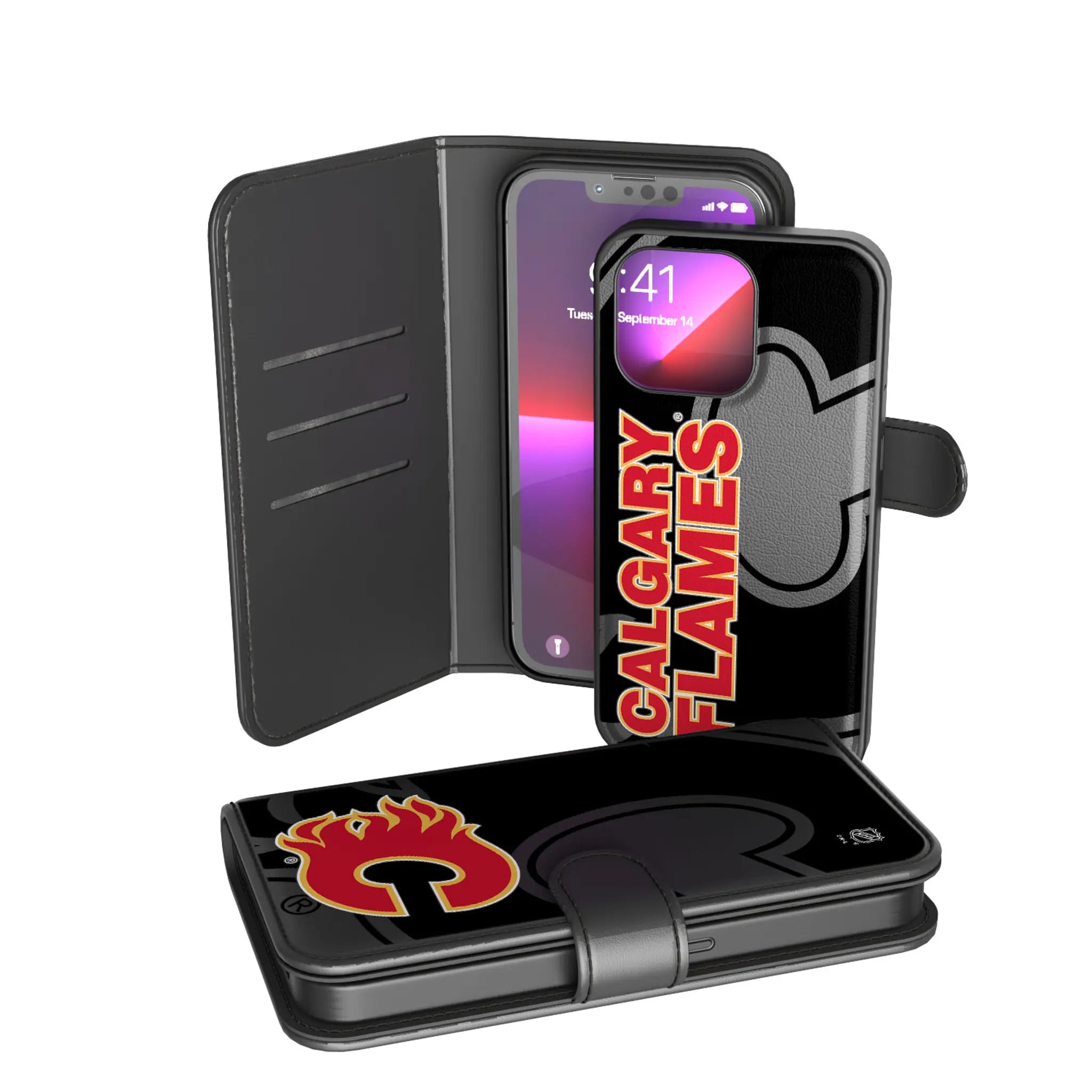 Calgary Flames Monocolor Tilt iPhone Wallet Phone Case for Apple iPhone