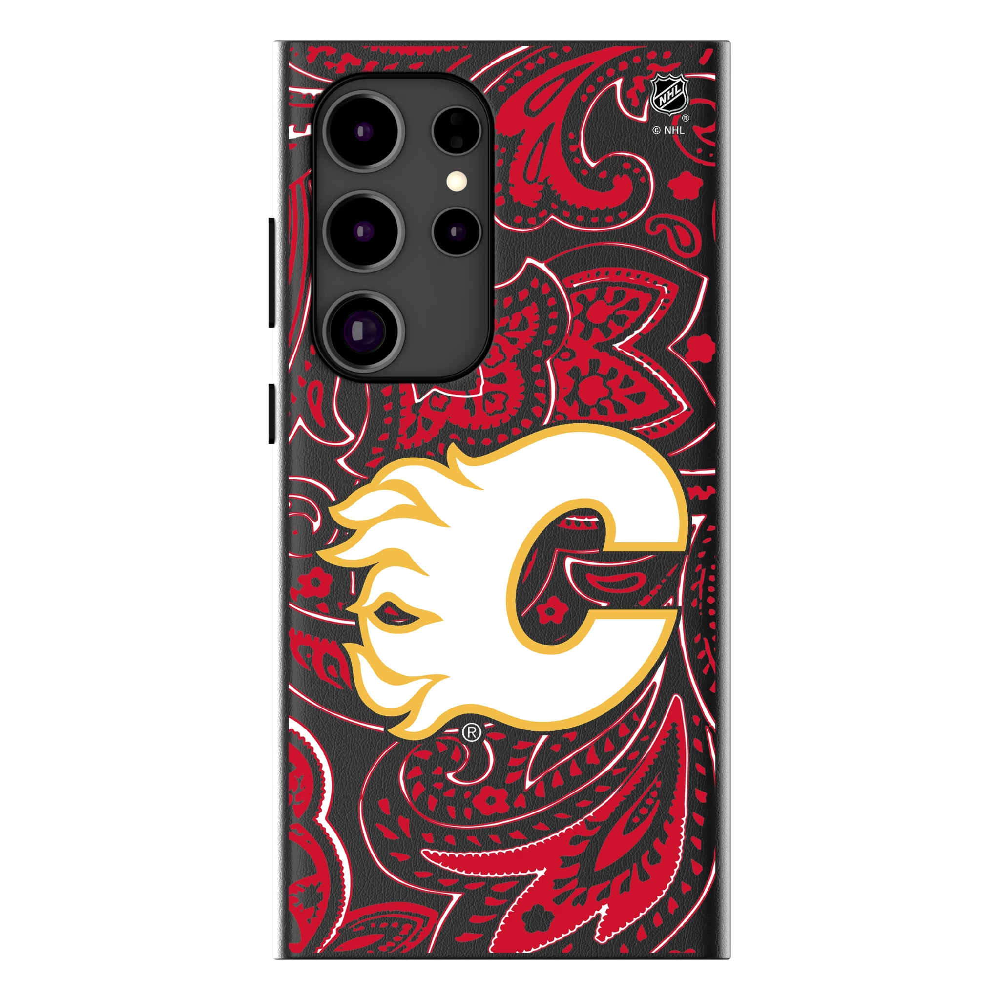 Calgary Flames Paisley Galaxy MagSafe Compatible Phone Case for Samsung Galaxy