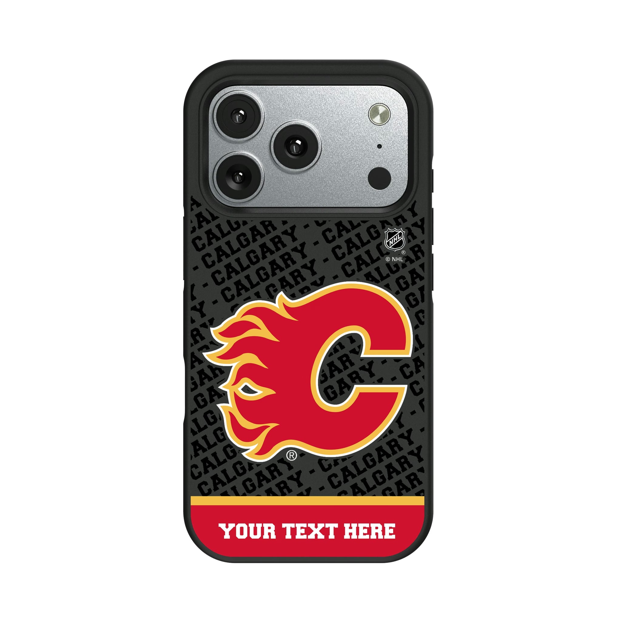 Calgary Flames Personalized EndZone Plus iPhone Bump Phone Case for Apple iPhone#Device_iPhone 17 Pro