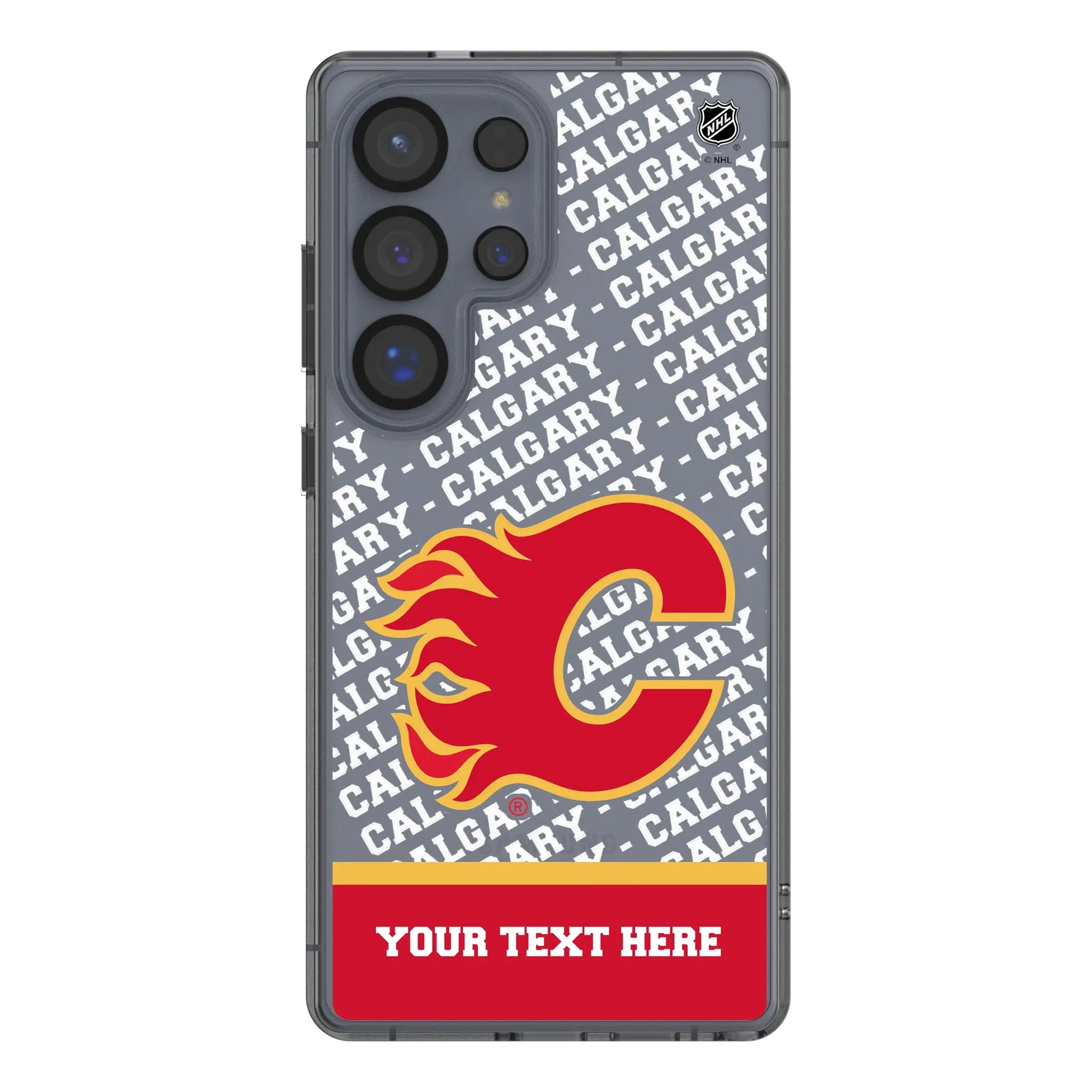 Calgary Flames Personalized EndZone Plus Galaxy Clear Phone Case for Samsung Galaxy#Device_Galaxy S25 Ultra