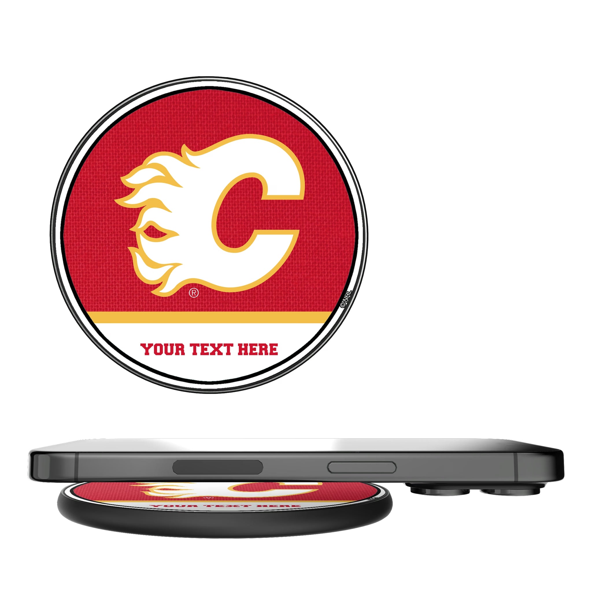 Calgary Flames Personalized Endzone Solid 15-Watt Wireless Charger