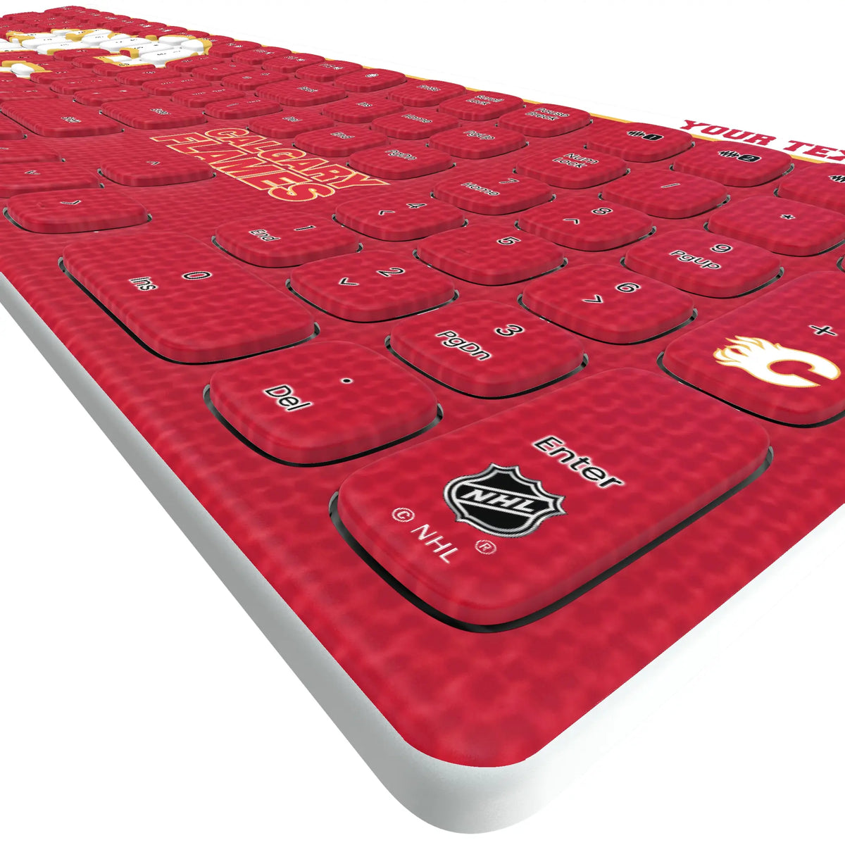 Calgary Flames Personalized Endzone Solid KKB605 Curved Wireless Keyboard - Detail