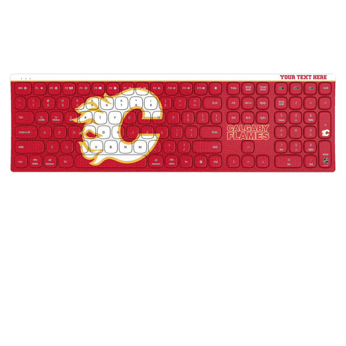 Calgary Flames Personalized Endzone Solid KKB605 Curved Wireless Keyboard