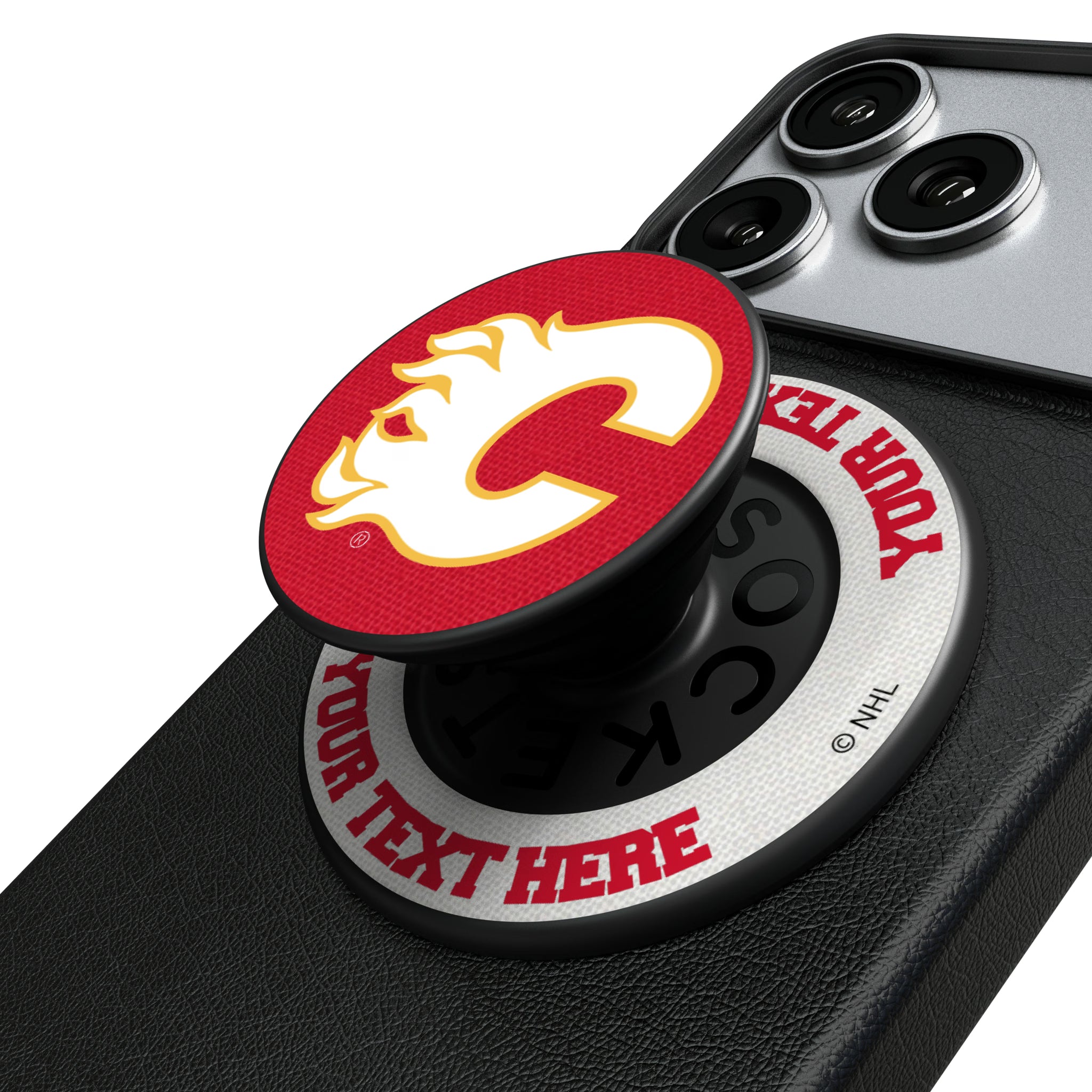Calgary Flames Personalized Endzone Solid Popsockets Round Magnetic