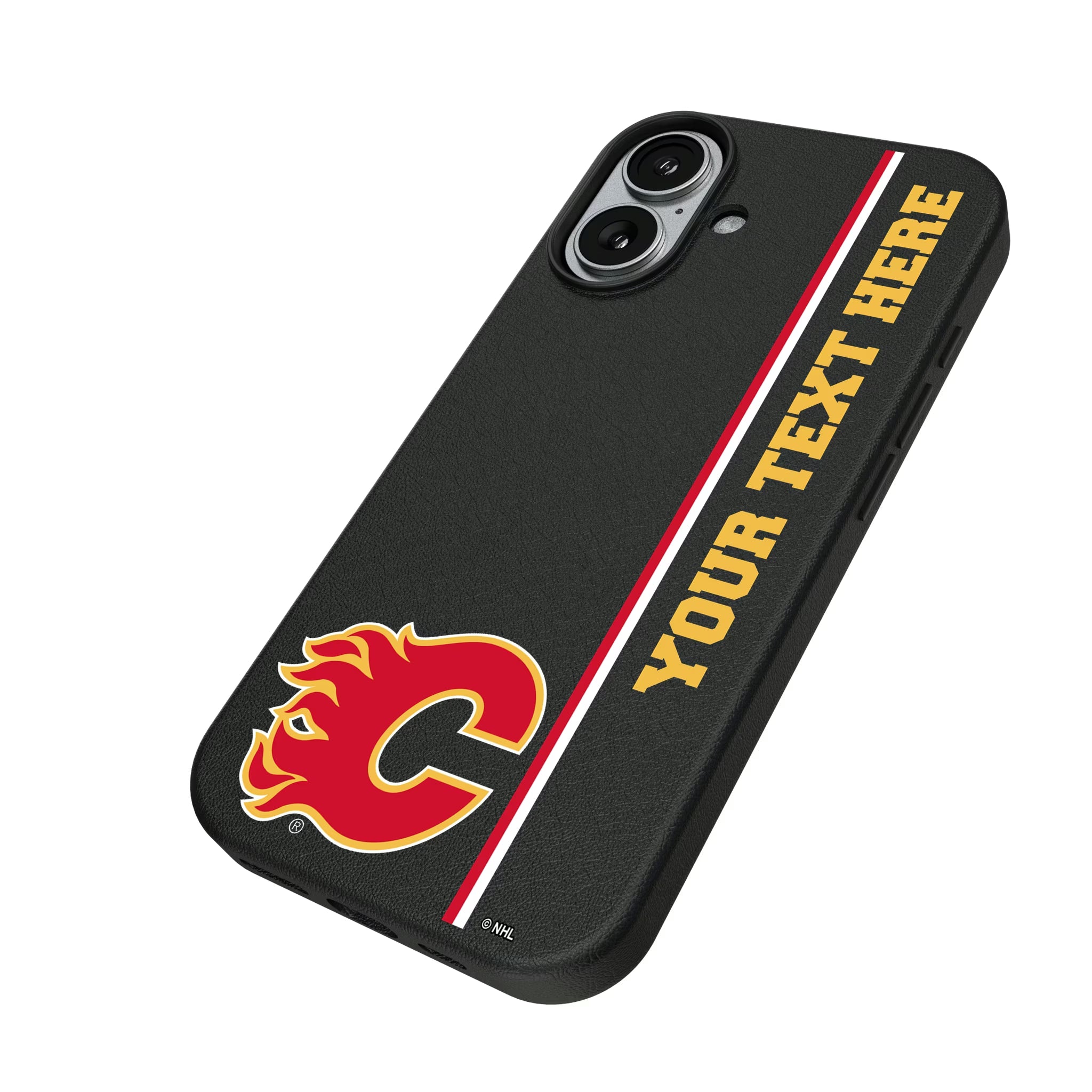 Calgary Flames Personalized Sidebard iPhone MagSafe Compatible Phone Case for Apple iPhone - Isometric View#Device_iPhone 17