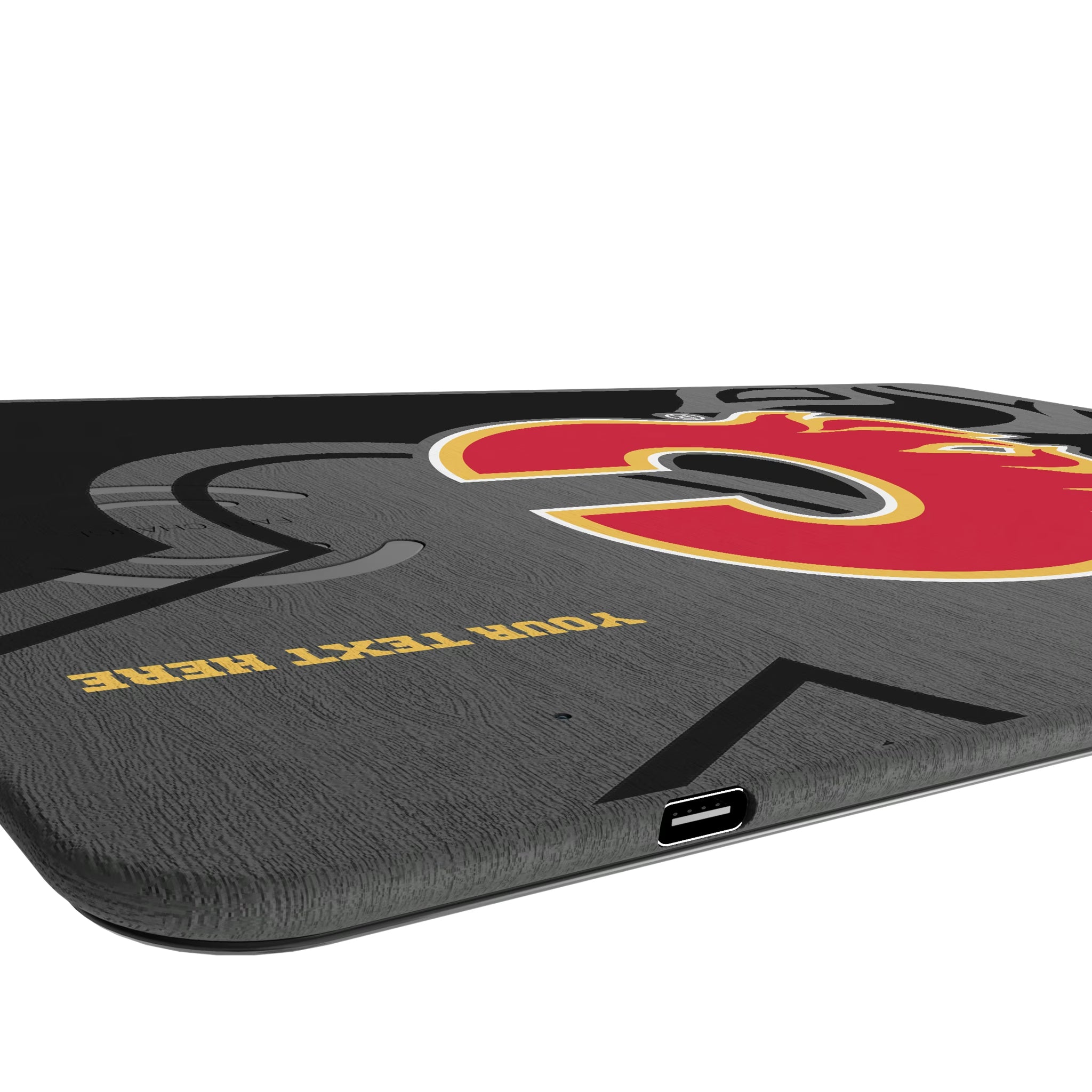 Calgary Flames Personalized Tilt 15-Watt Wireless Charger and Mouse Pad