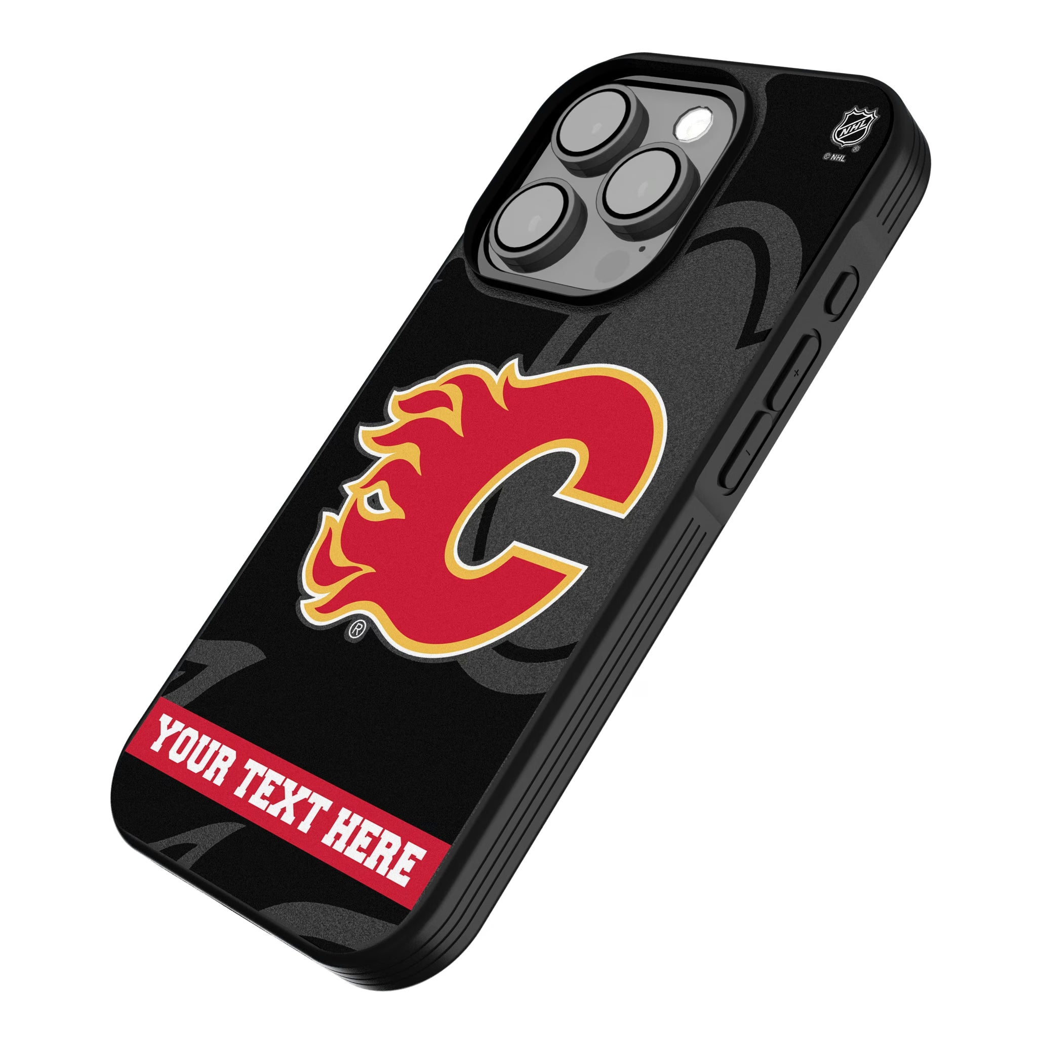Calgary Flames Personalized Tilt iPhone Bump Phone Case for Apple iPhone - Isometric View