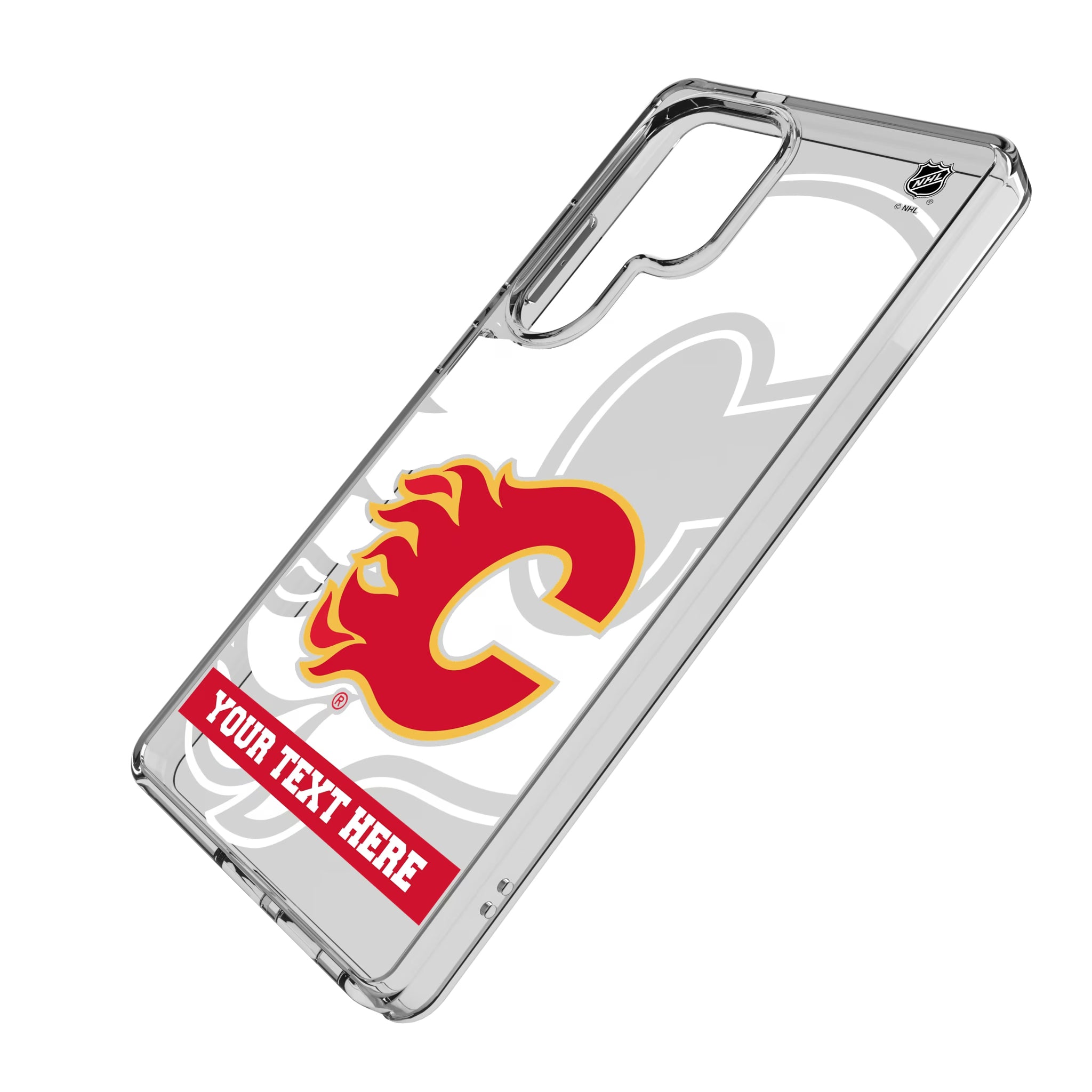 Calgary Flames Personalized Tilt Galaxy Clear Phone Case for Samsung Galaxy - Isometric View