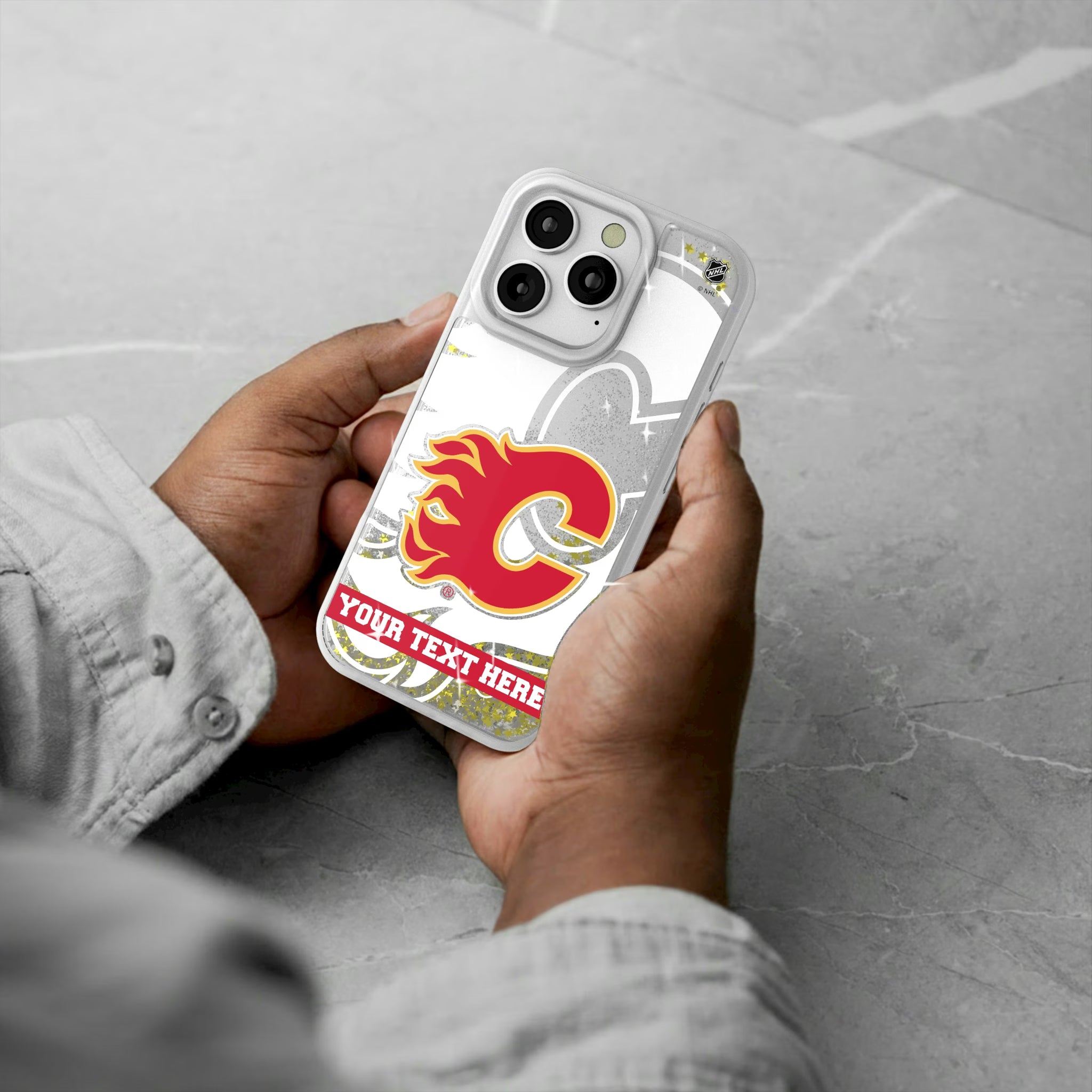 Calgary Flames Personalized Tilt iPhone Glitter Phone Case for Apple iPhone - Lifestyle#Device_iPhone 16 Pro