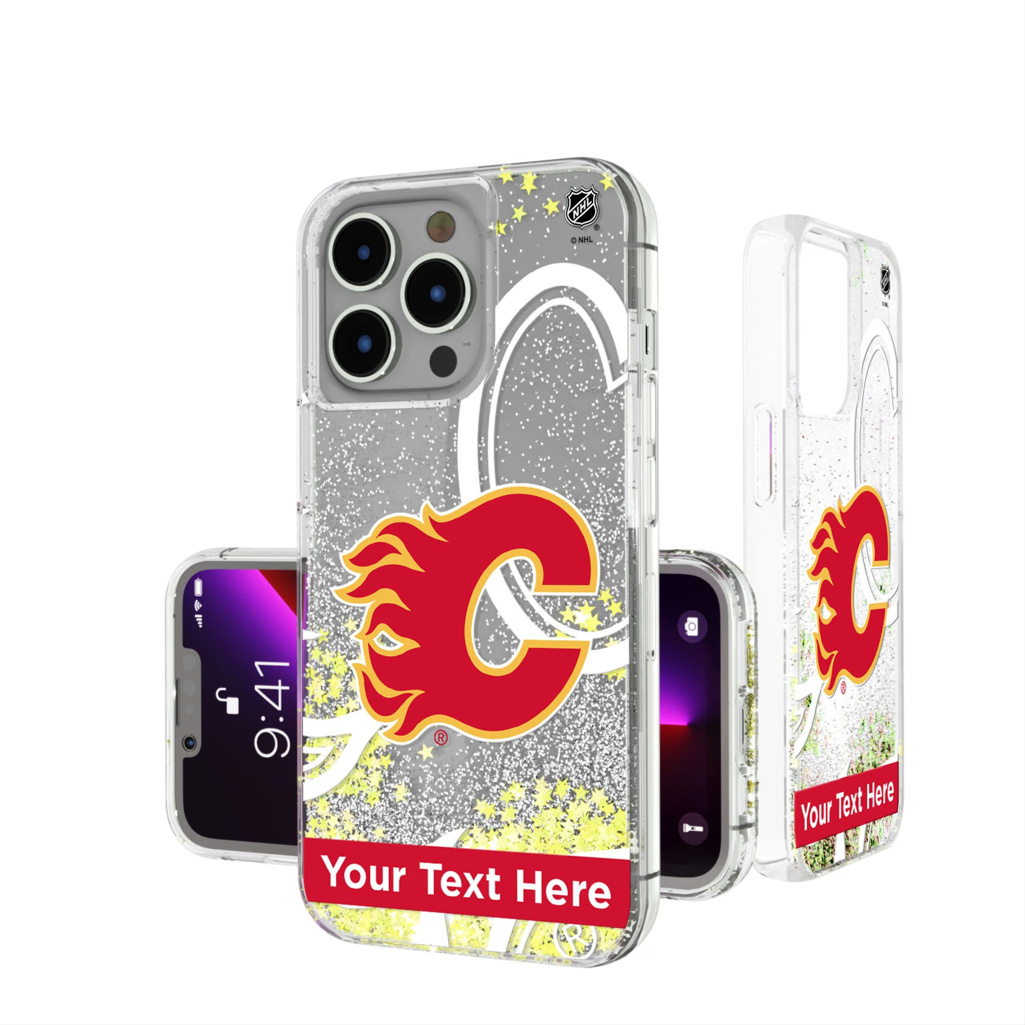 Calgary Flames Personalized Tilt iPhone Glitter Phone Case for Apple iPhone