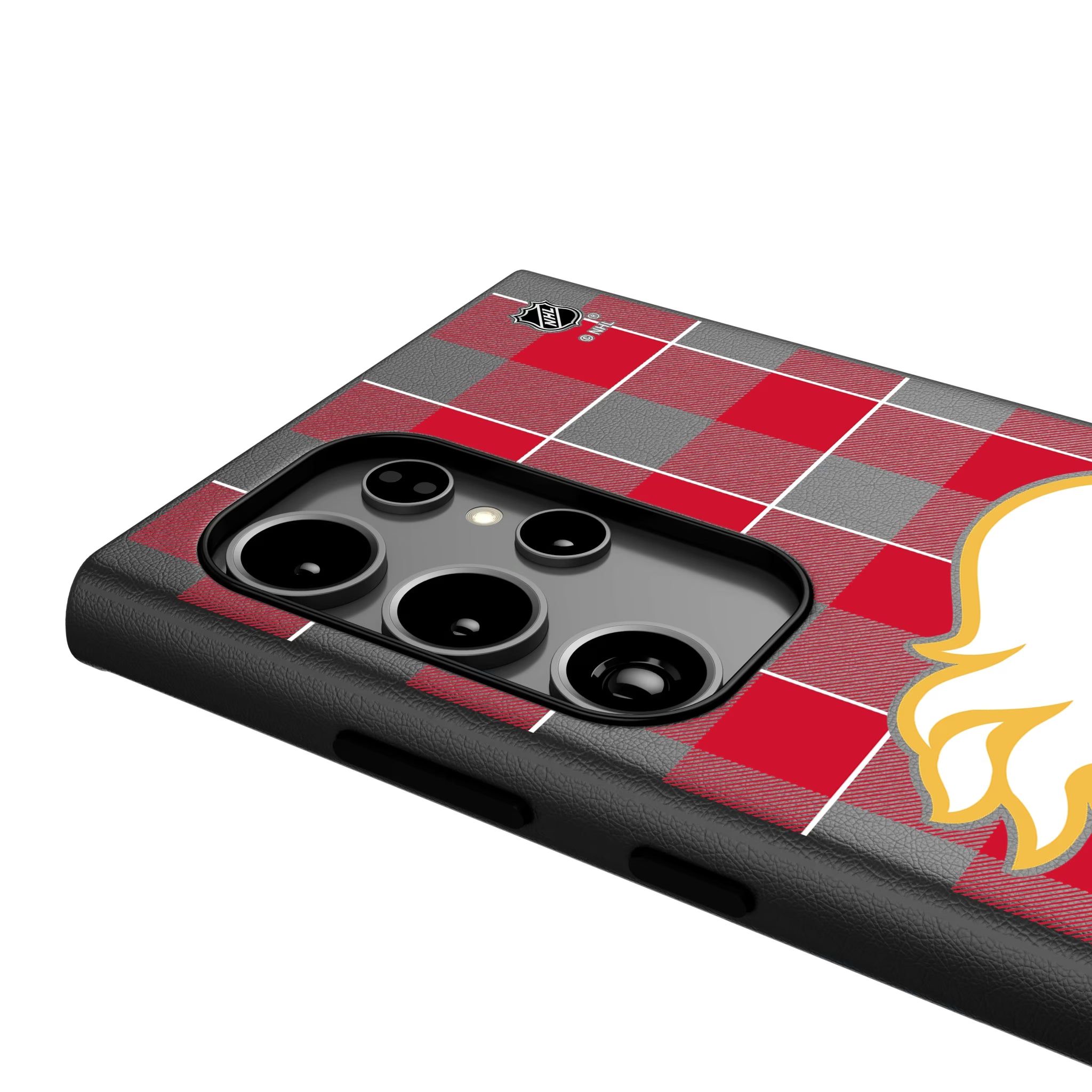 Calgary Flames Plaid Galaxy MagSafe Compatible Phone Case for Samsung Galaxy - Detail