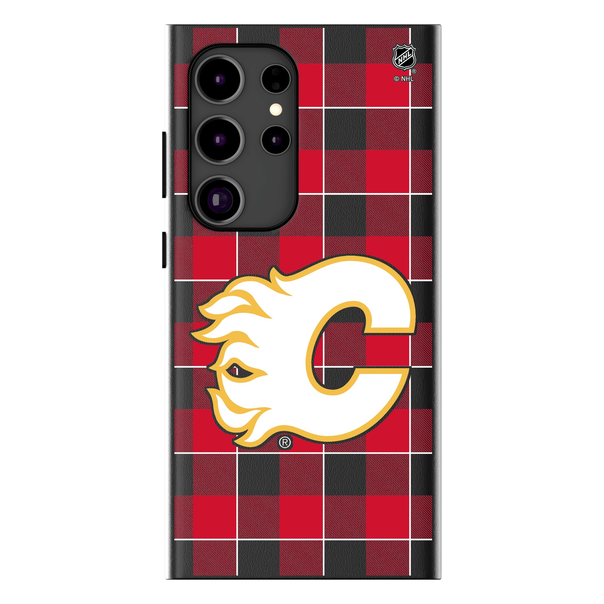 Calgary Flames Plaid Galaxy MagSafe Compatible Phone Case for Samsung Galaxy