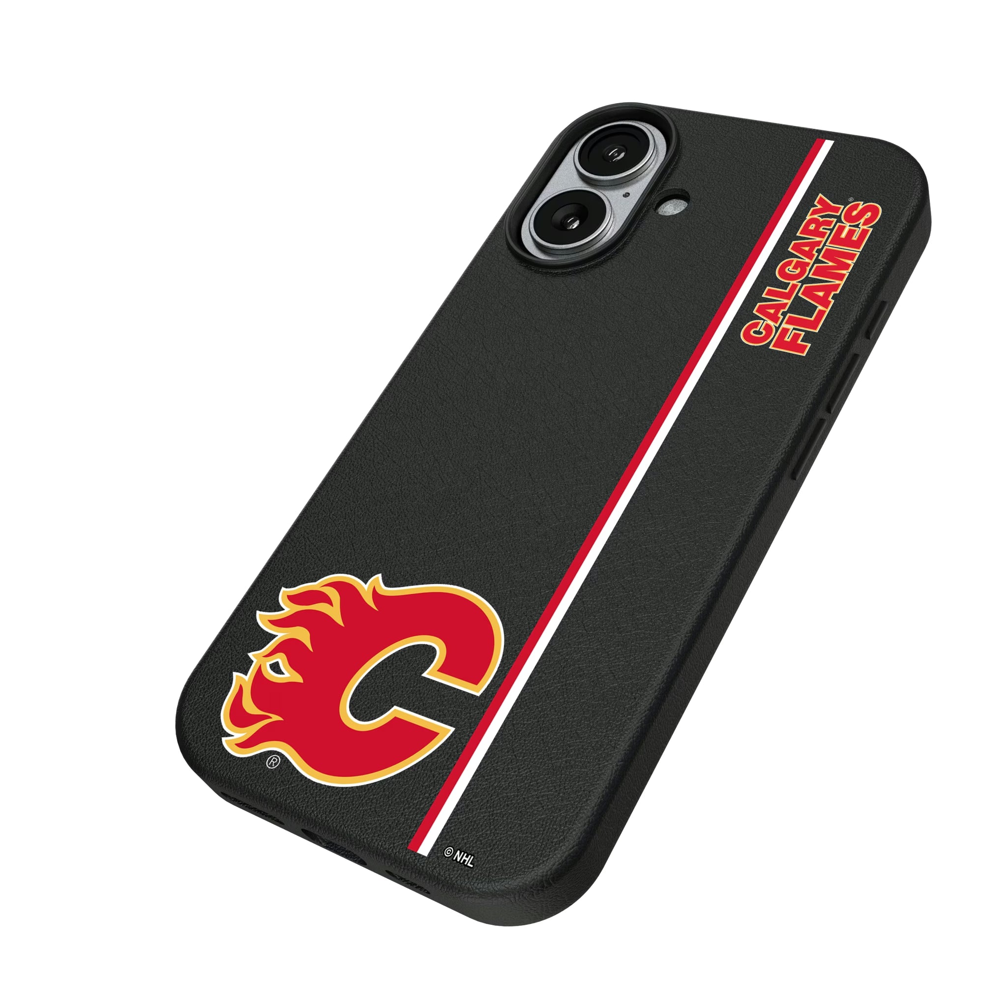 Calgary Flames Sidebar iPhone MagSafe Compatible Phone Case for Apple iPhone - Isometric View#Device_iPhone 17