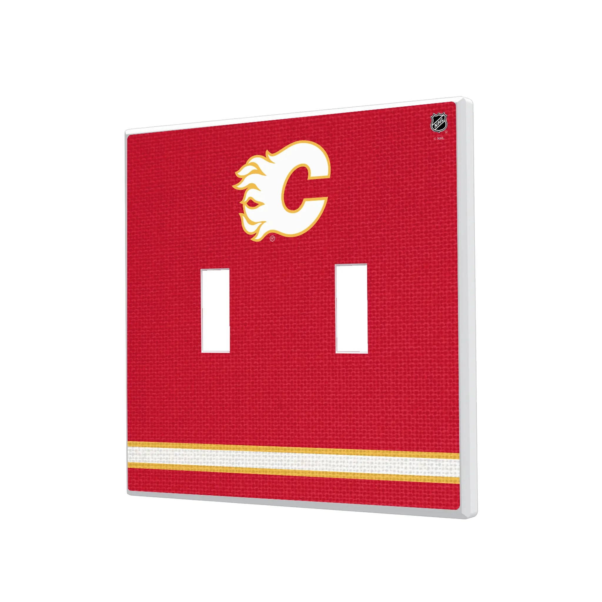 Calgary Flames Stripe Hidden-Screw Light Switch Plate#Style_Double Toggle