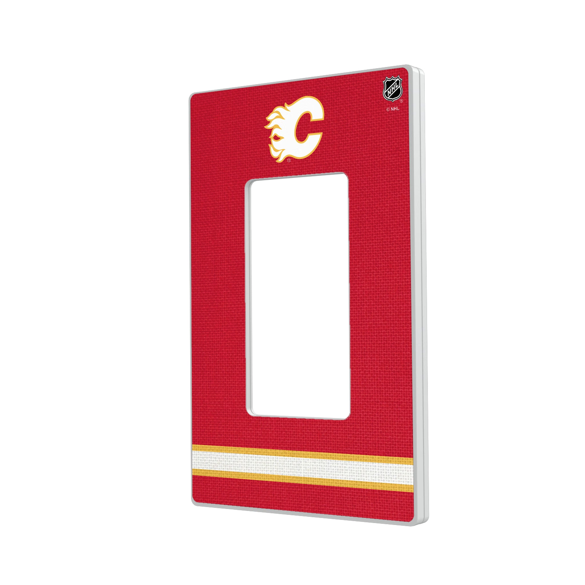 Calgary Flames Stripe Hidden-Screw Light Switch Plate#Style_Single Rocker