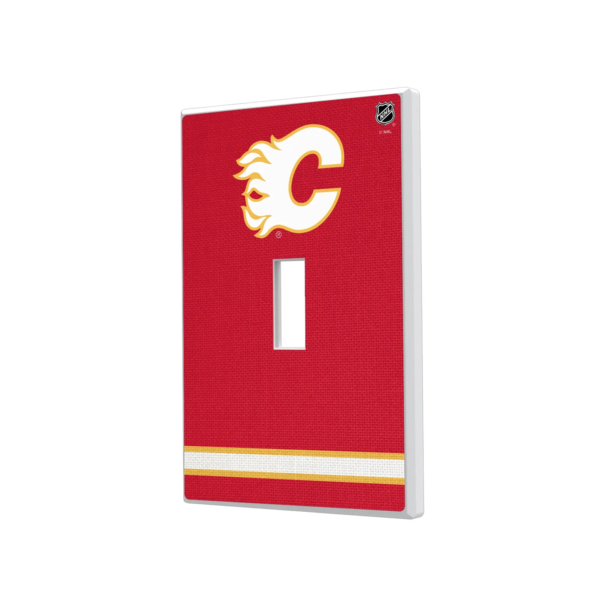 Calgary Flames Stripe Hidden-Screw Light Switch Plate#Style_Single Toggle