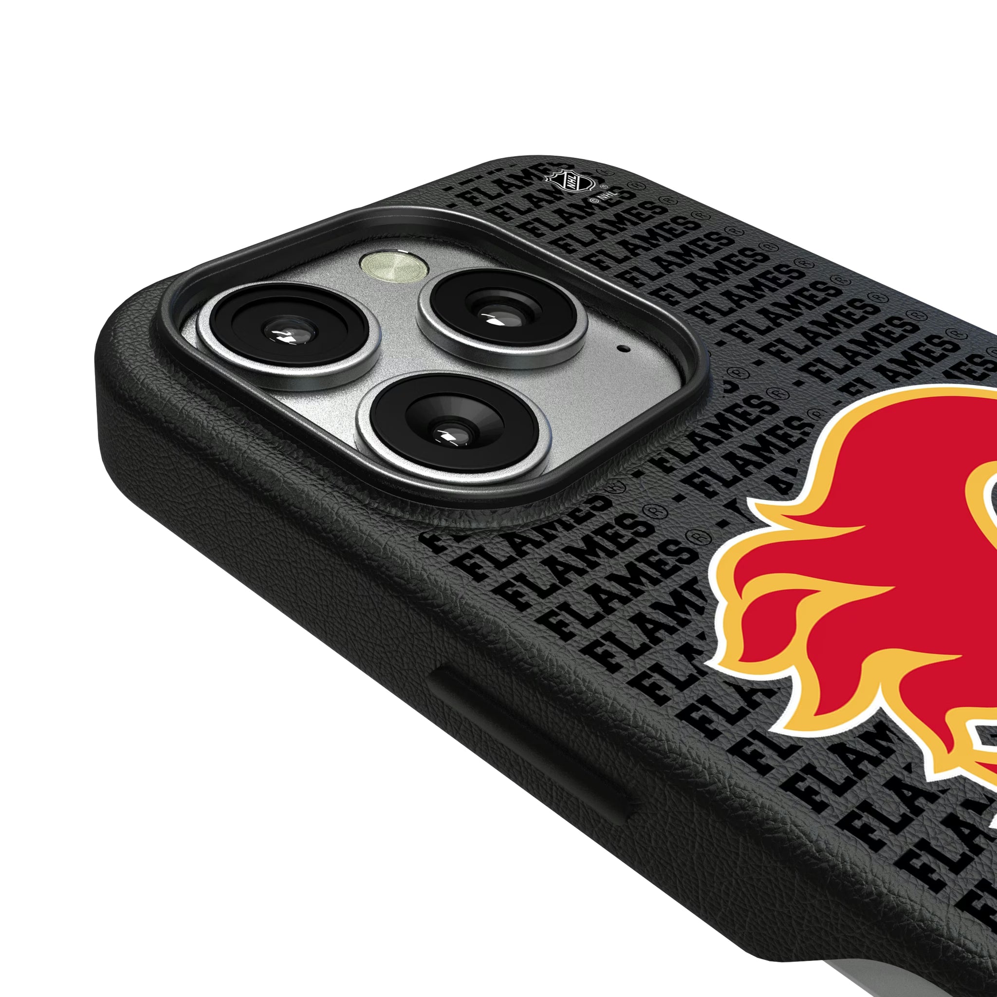 Calgary Flames Text Backdrop iPhone MagSafe Compatible Phone Case for Apple iPhone - Detail