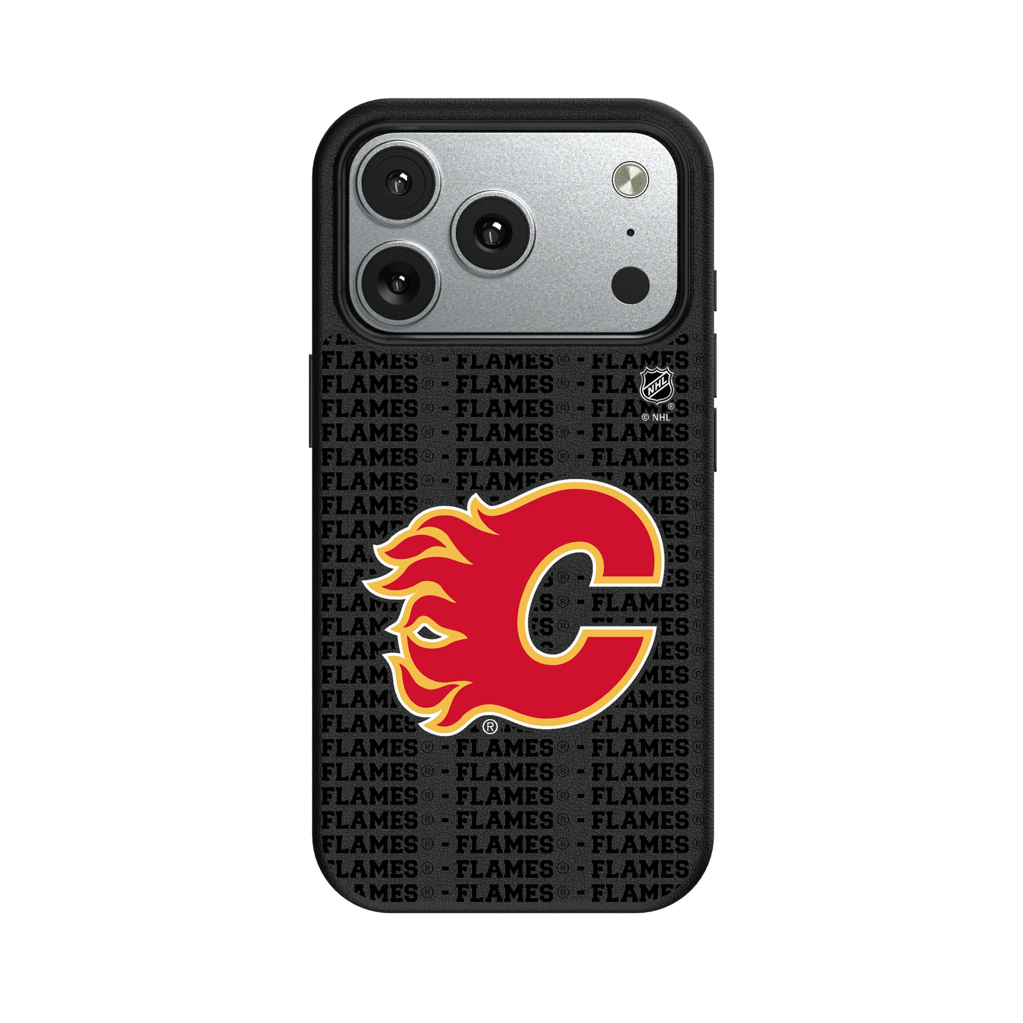Calgary Flames Text Backdrop iPhone MagSafe Compatible Phone Case for Apple iPhone#Device_iPhone 17 Pro