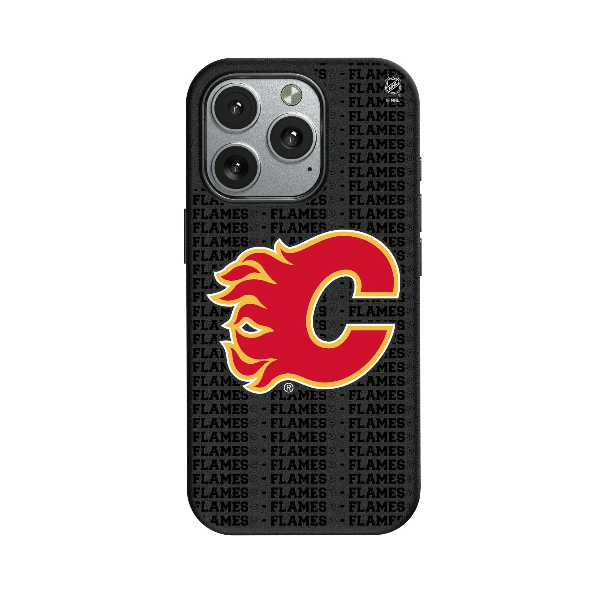 Calgary Flames Text Backdrop iPhone MagSafe Compatible Phone Case for Apple iPhone