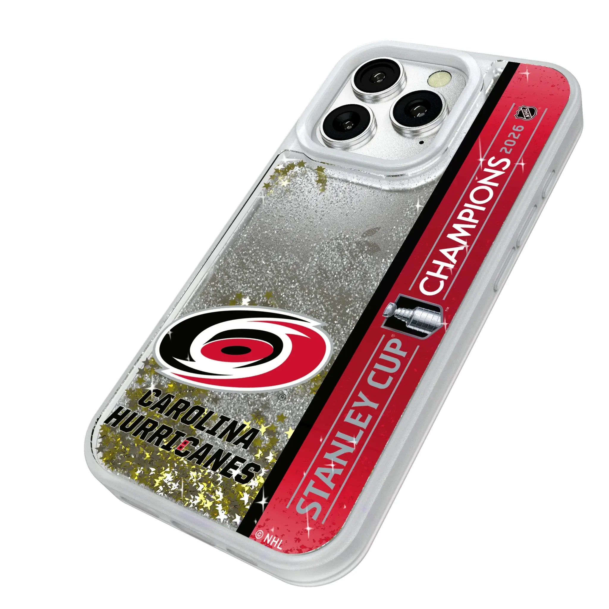 Carolina Hurricanes 2026 Stanley Cup iPhone Glitter Phone Case for Apple iPhone - Isometric View