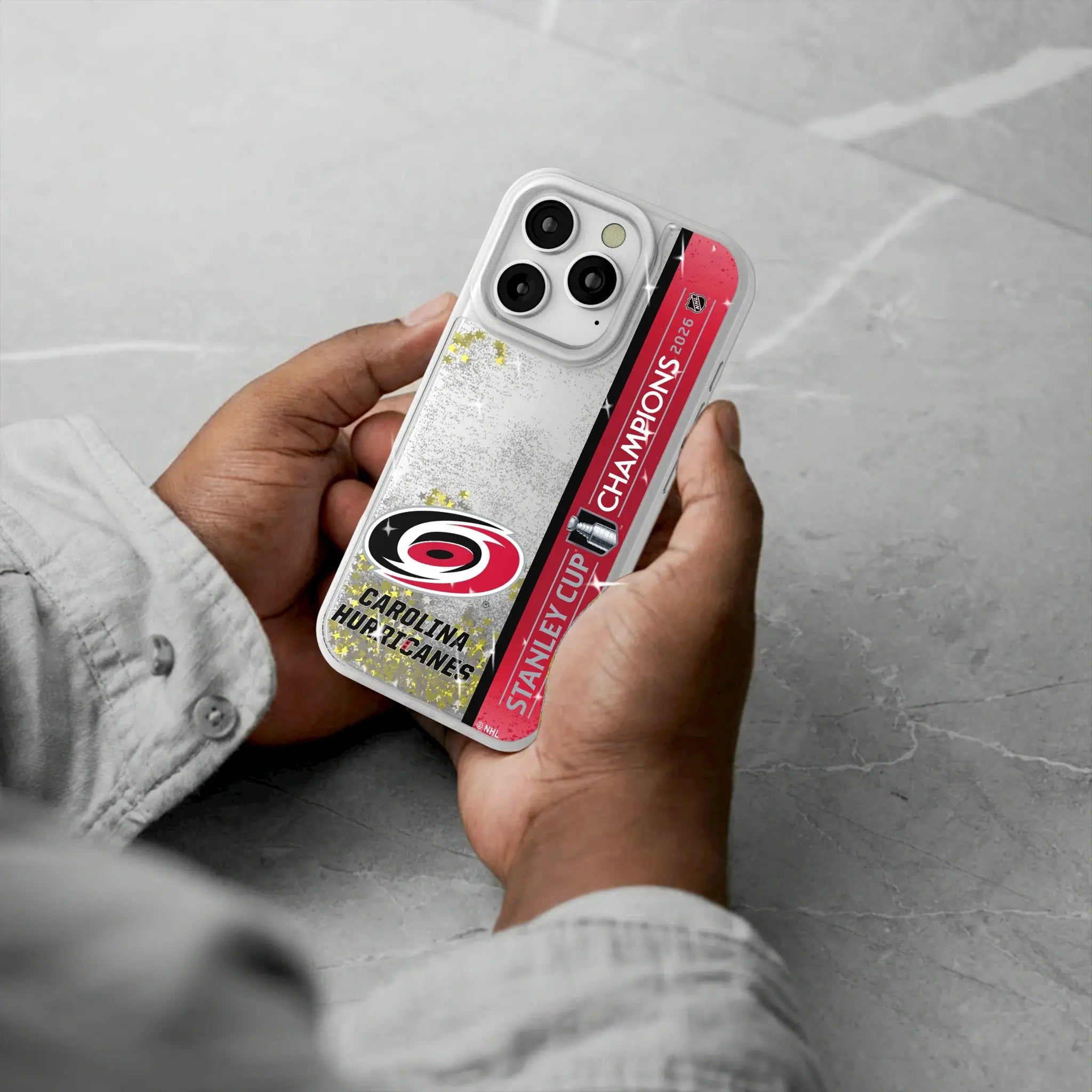 Carolina Hurricanes 2026 Stanley Cup iPhone Glitter Phone Case for Apple iPhone - Lifestyle#Device_iPhone 17 Pro