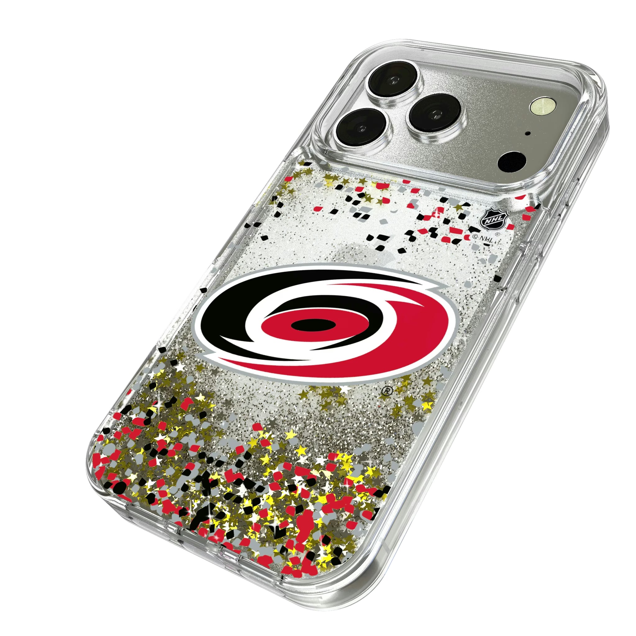 Carolina Hurricanes Confetti iPhone Glitter Phone Case for Apple iPhone - Isometric View