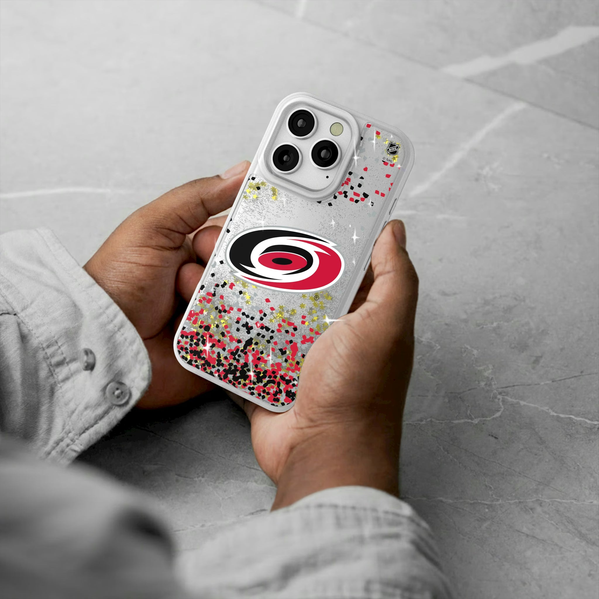 Carolina Hurricanes Confetti iPhone Glitter Phone Case for Apple iPhone - Lifestyle#Device_iPhone 16 Pro