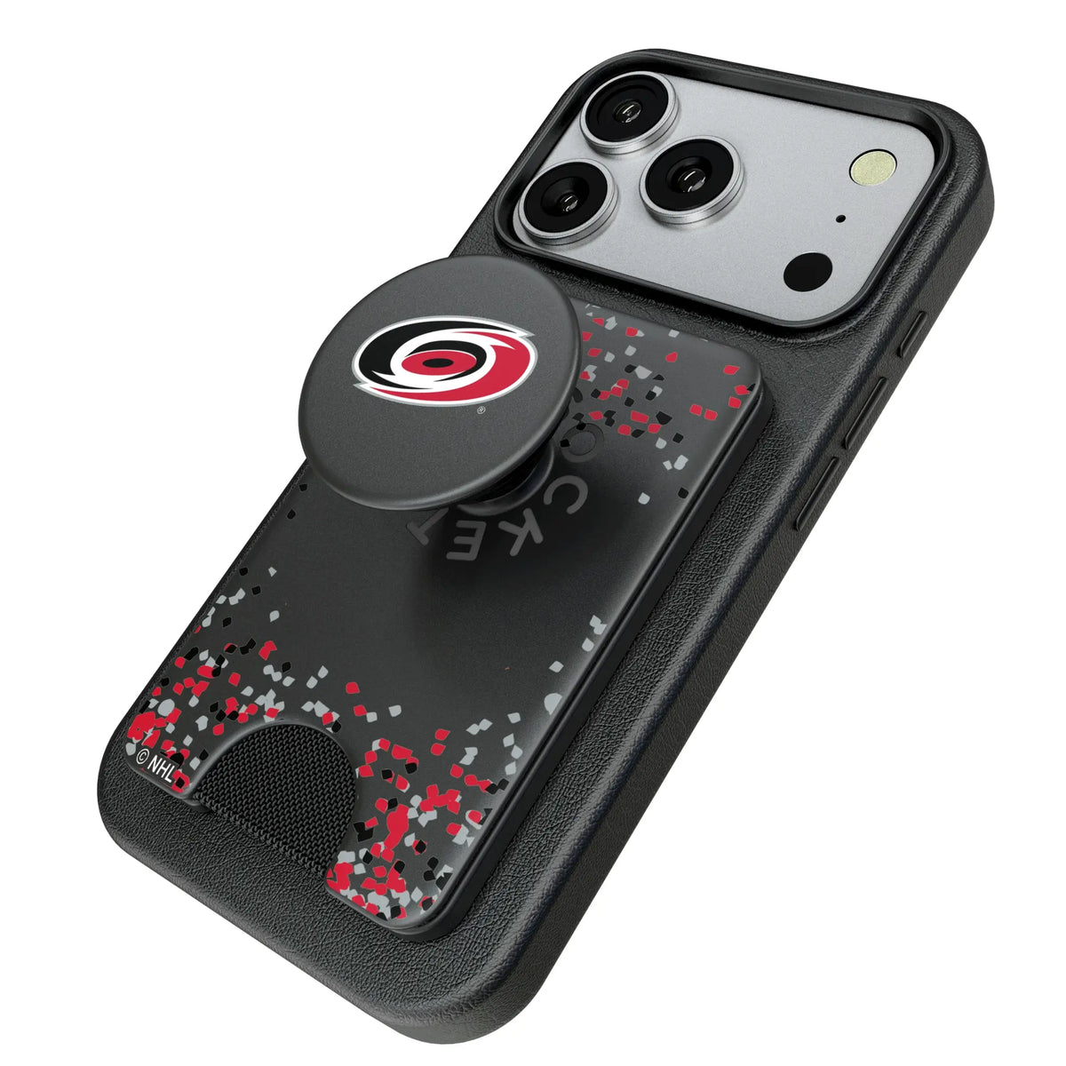 Carolina Hurricanes Confetti Popsockets Wallet Magnetic - Isometric View