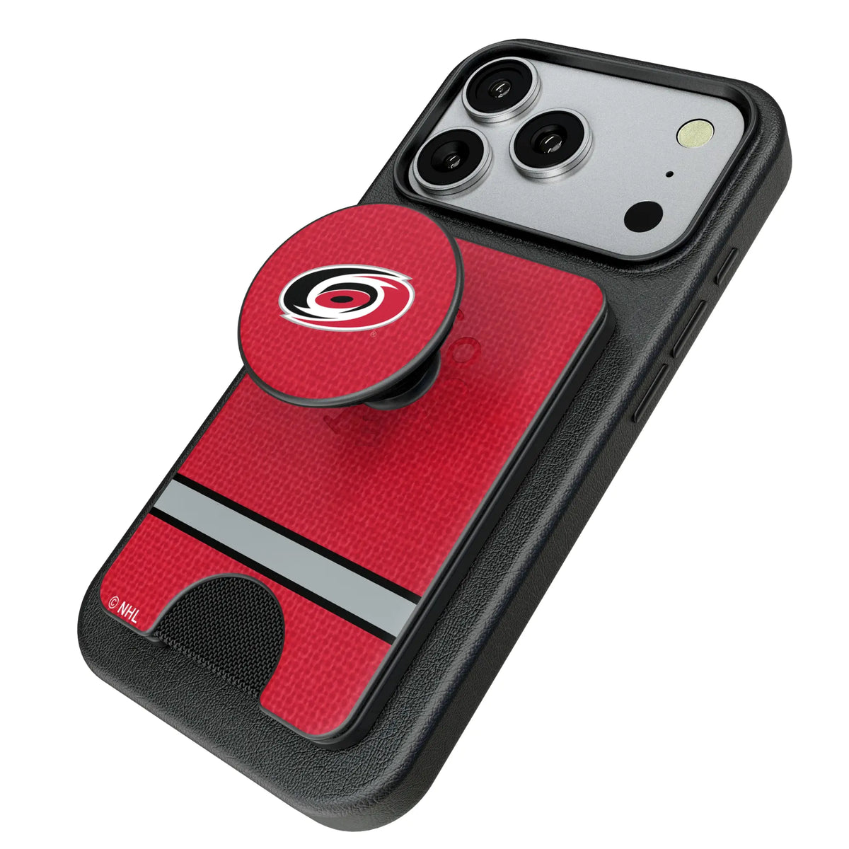 Carolina Hurricanes Endzone Solid Popsockets Wallet Magnetic - Isometric View