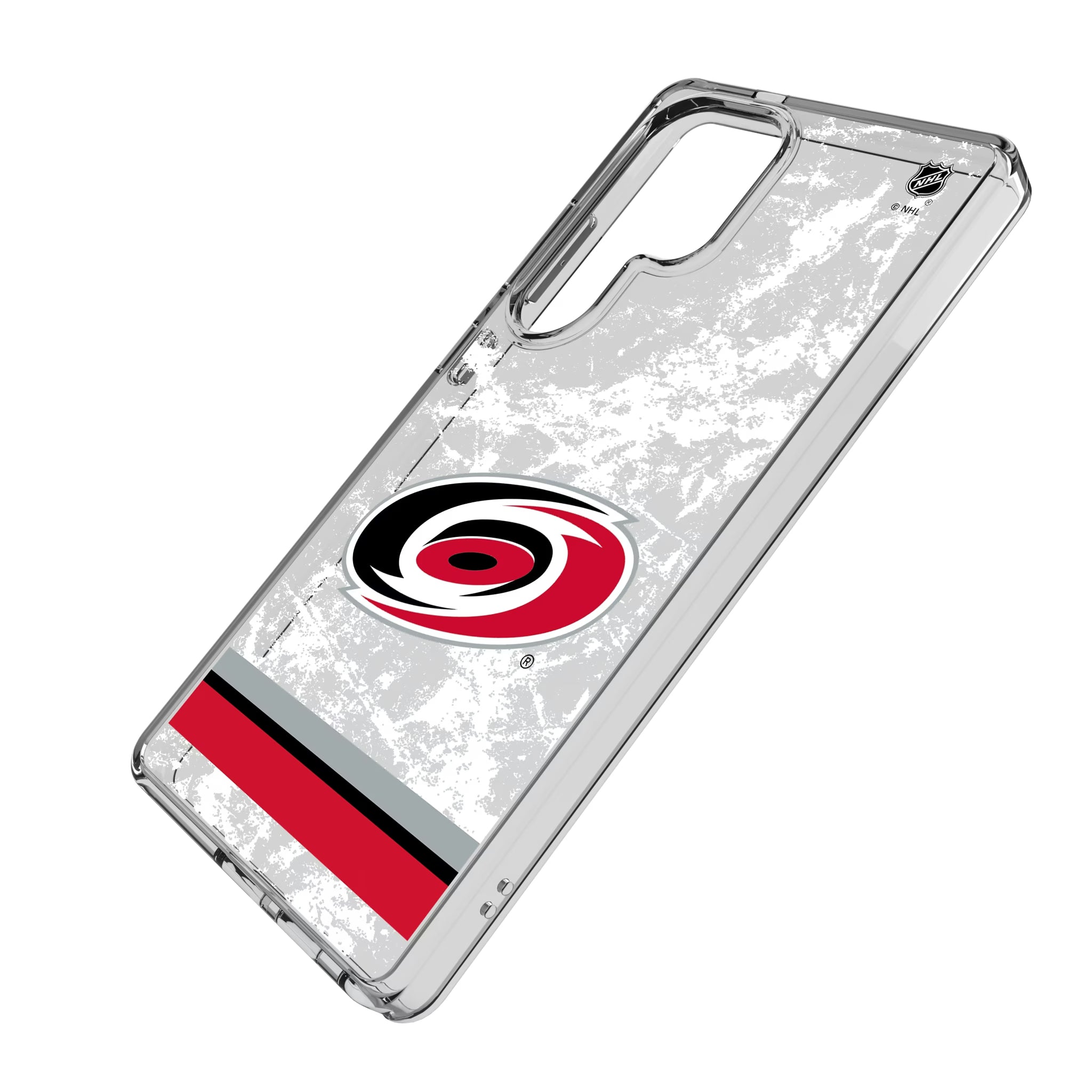 Carolina Hurricanes Ice Stripe Galaxy Clear Phone Case for Samsung Galaxy - Isometric View