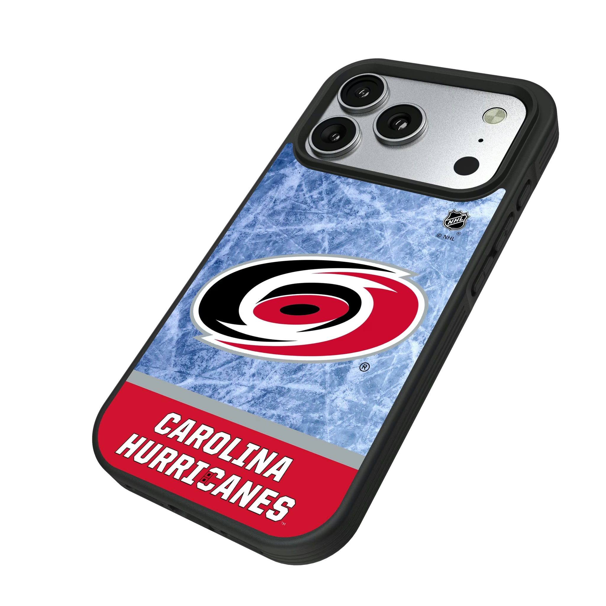 Carolina Hurricanes Ice Wordmark iPhone Bump Phone Case for Apple iPhone - Isometric View#Device_iPhone 17 Pro