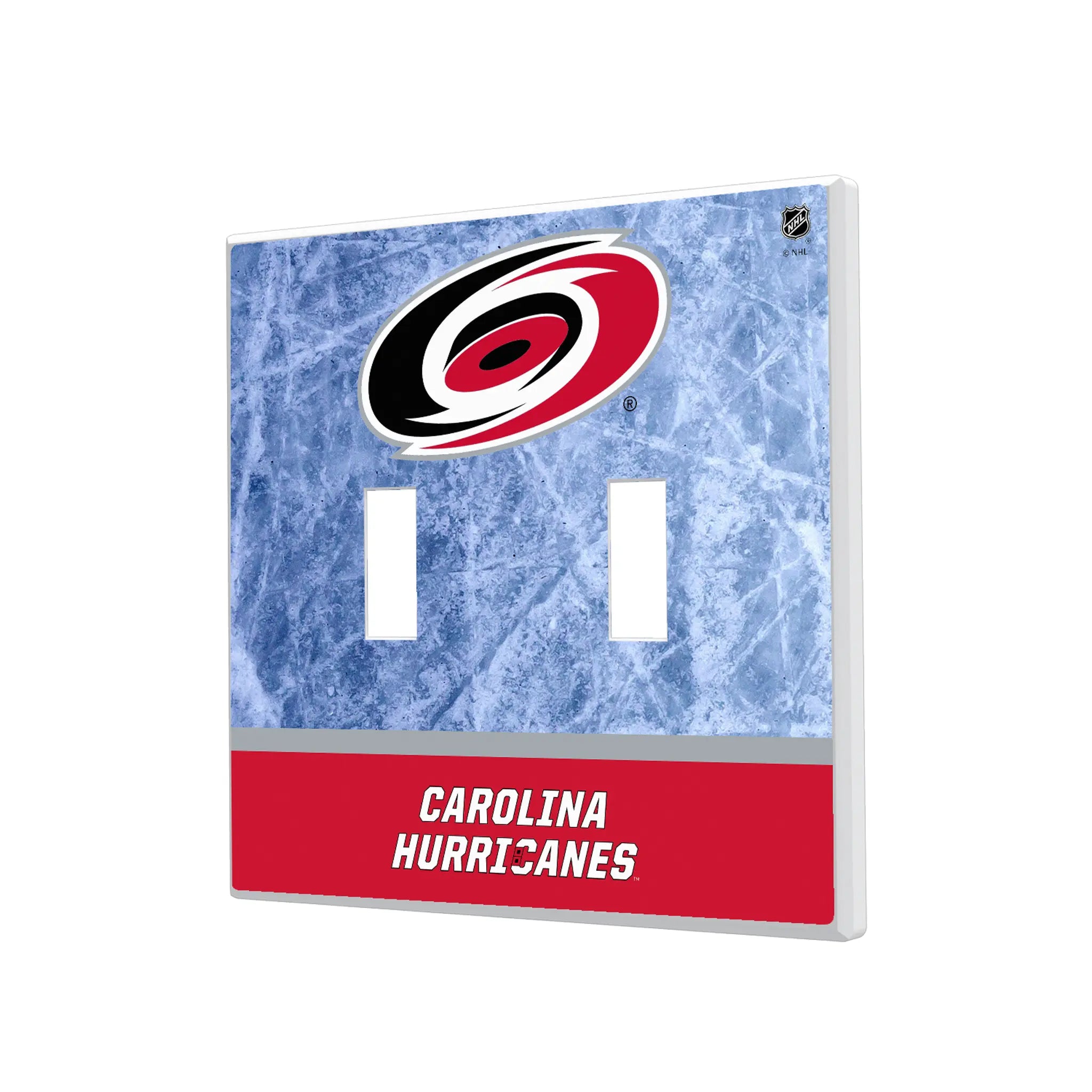 Carolina Hurricanes Ice Wordmark Hidden-Screw Light Switch Plate#Style_Double Toggle
