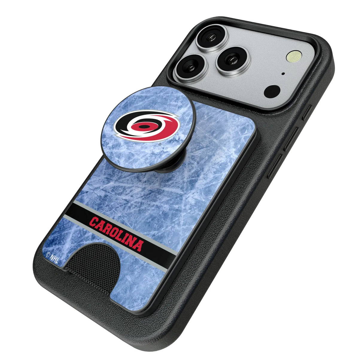 Carolina Hurricanes Ice Wordmark Popsockets Wallet Magnetic - Isometric View