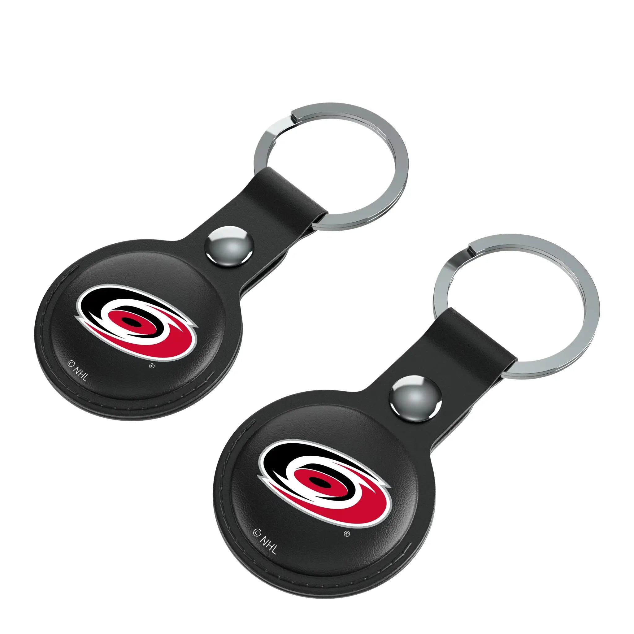 Carolina Hurricanes Insignia AirTag Black Airtag Holder 2-Pack - Isometric View