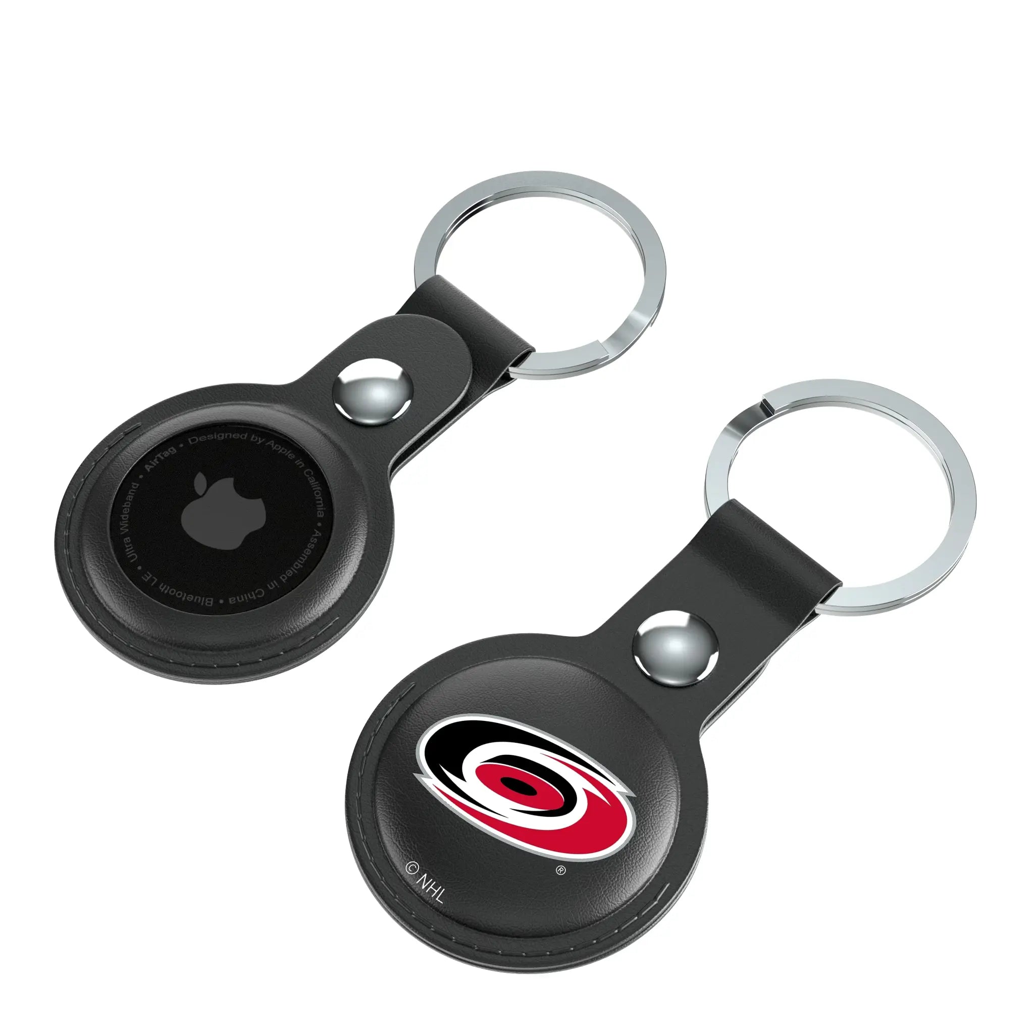 Carolina Hurricanes Insignia AirTag Black Airtag Holder 2-Pack - Isometric View